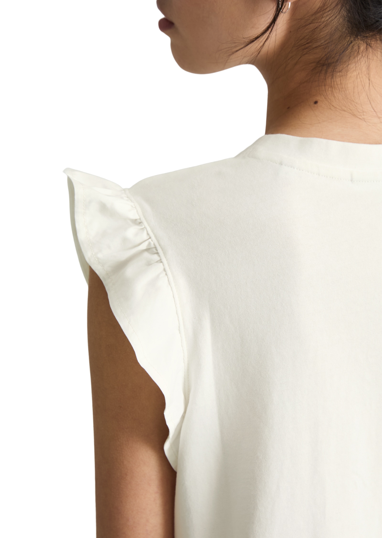 Marc O'Polo DENIM Shirttop Volant-Ärmel, regular fit aus Material-Mix