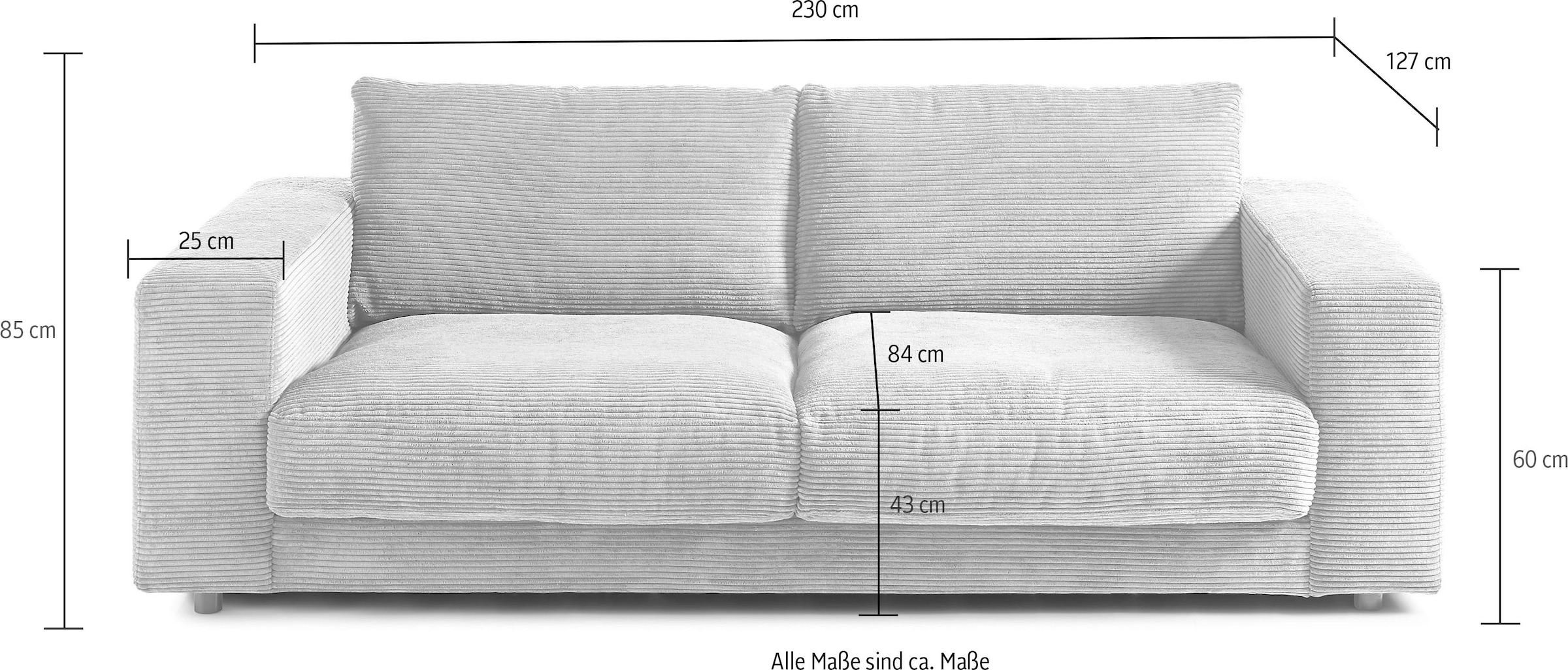 3C Candy 2-Sitzer »Enisa softig und legeres Big-Sofa, bequem und komfortabel«, Zeitloses und stylisches Loungemöbel, in Breitcord
