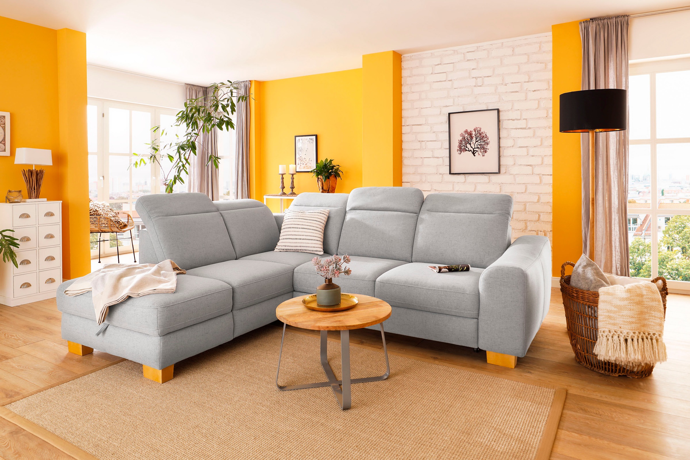 Home affaire Ecksofa »Dundee L-Form« wahlweise mit Kopfteilverstellung und zusätzlich mit Bettfunktion