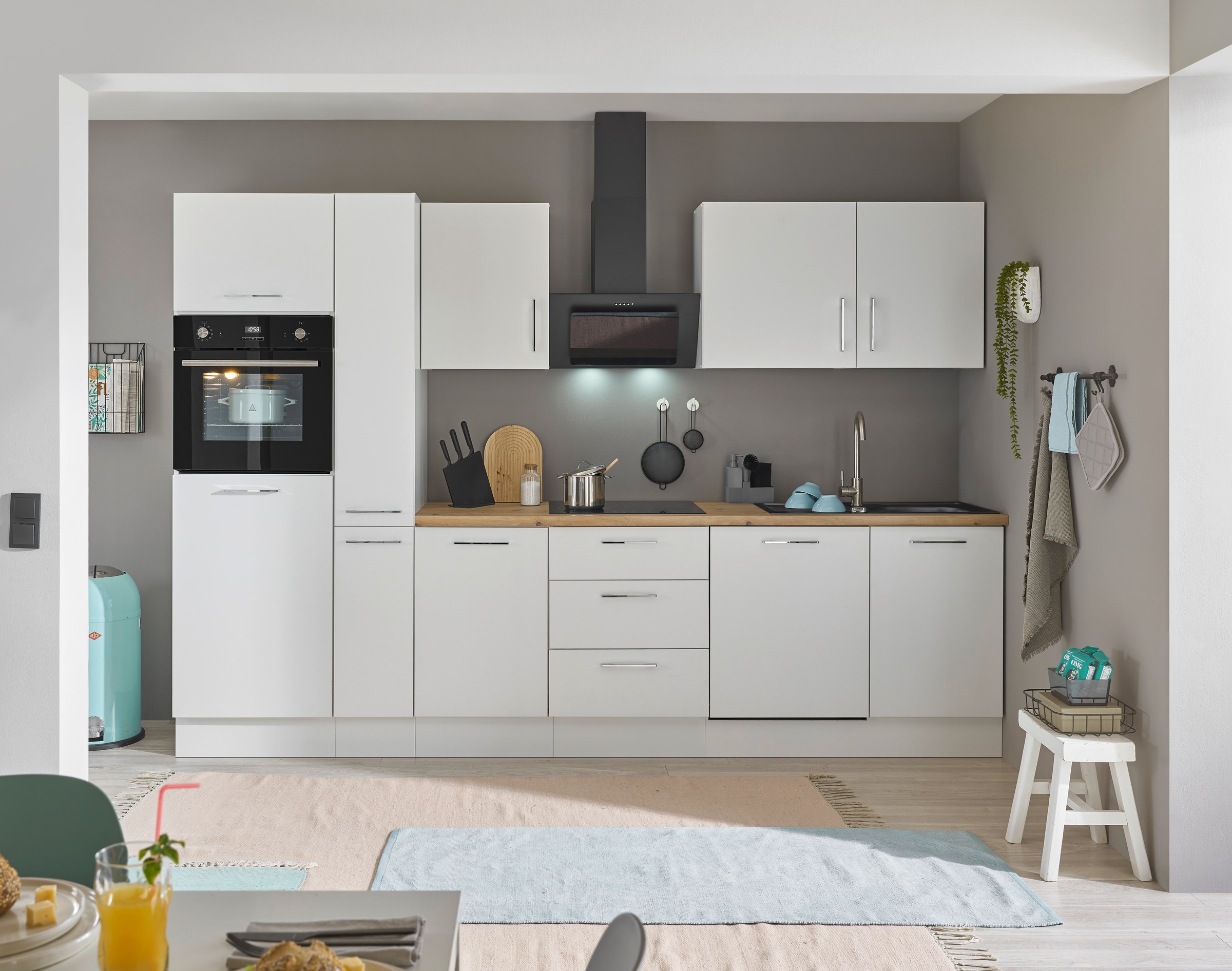 BASIC by Balculina Küchenzeile »Turin« Breite 310 cm, wahlweise mit E-Geräten