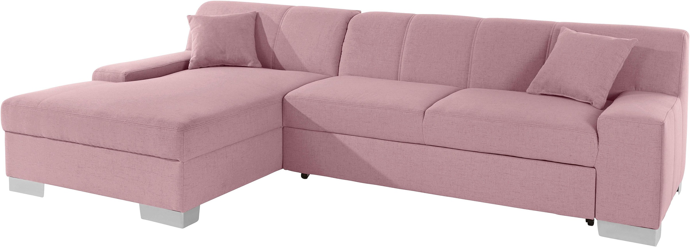 DOMO collection Ecksofa »Bero, elegant und zeitlos, flache Armlehnen, L-Form«, fester Sitzkomfort, wahlweise mit Bettfunktion