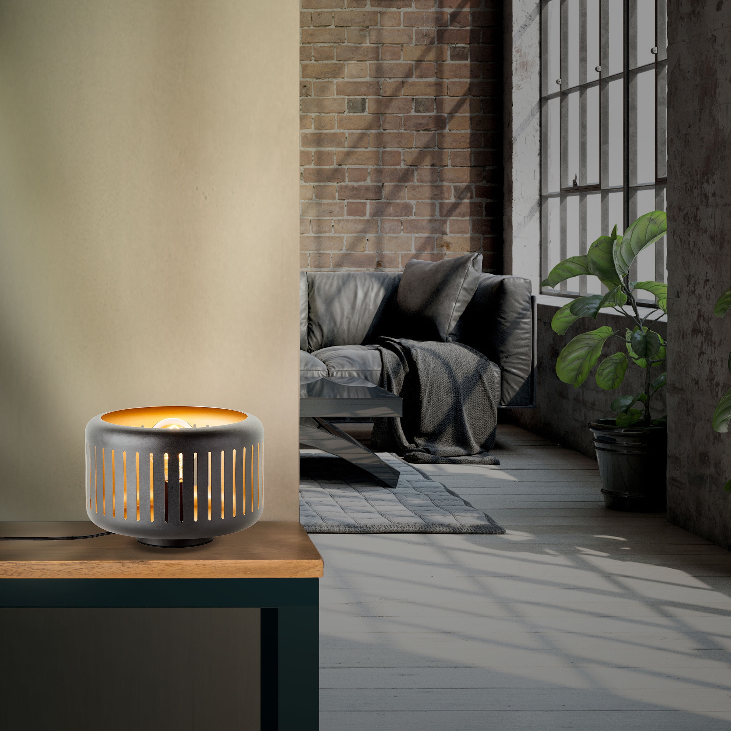 Brilliant Tischleuchte »Tyas« E27 1 Stk. 19 x 27 cm, E27, Metall, schwarz/goldfarben