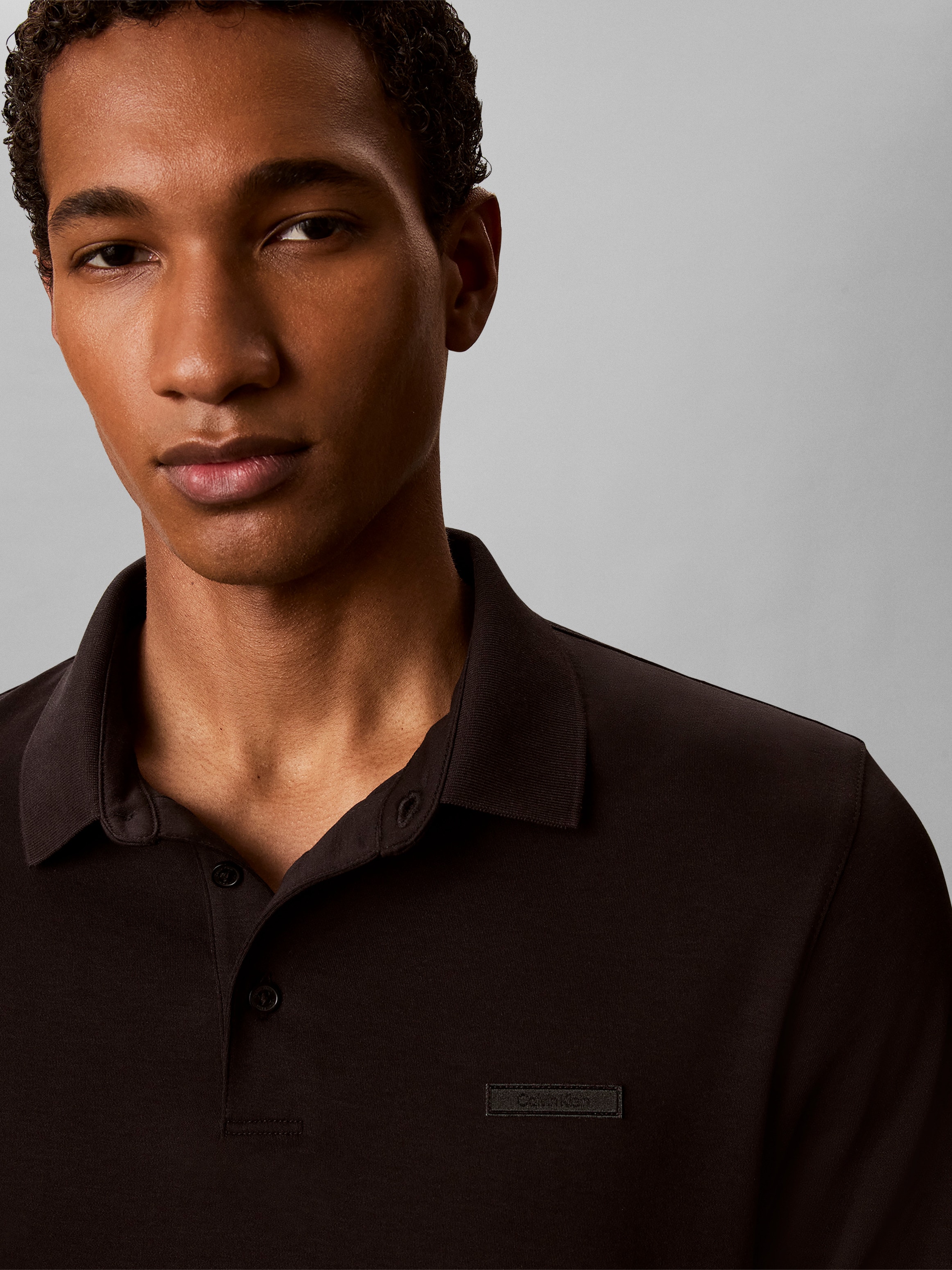 Calvin Klein Langarm-Poloshirt Polokragen, Slim Fit, reine Baumwolle