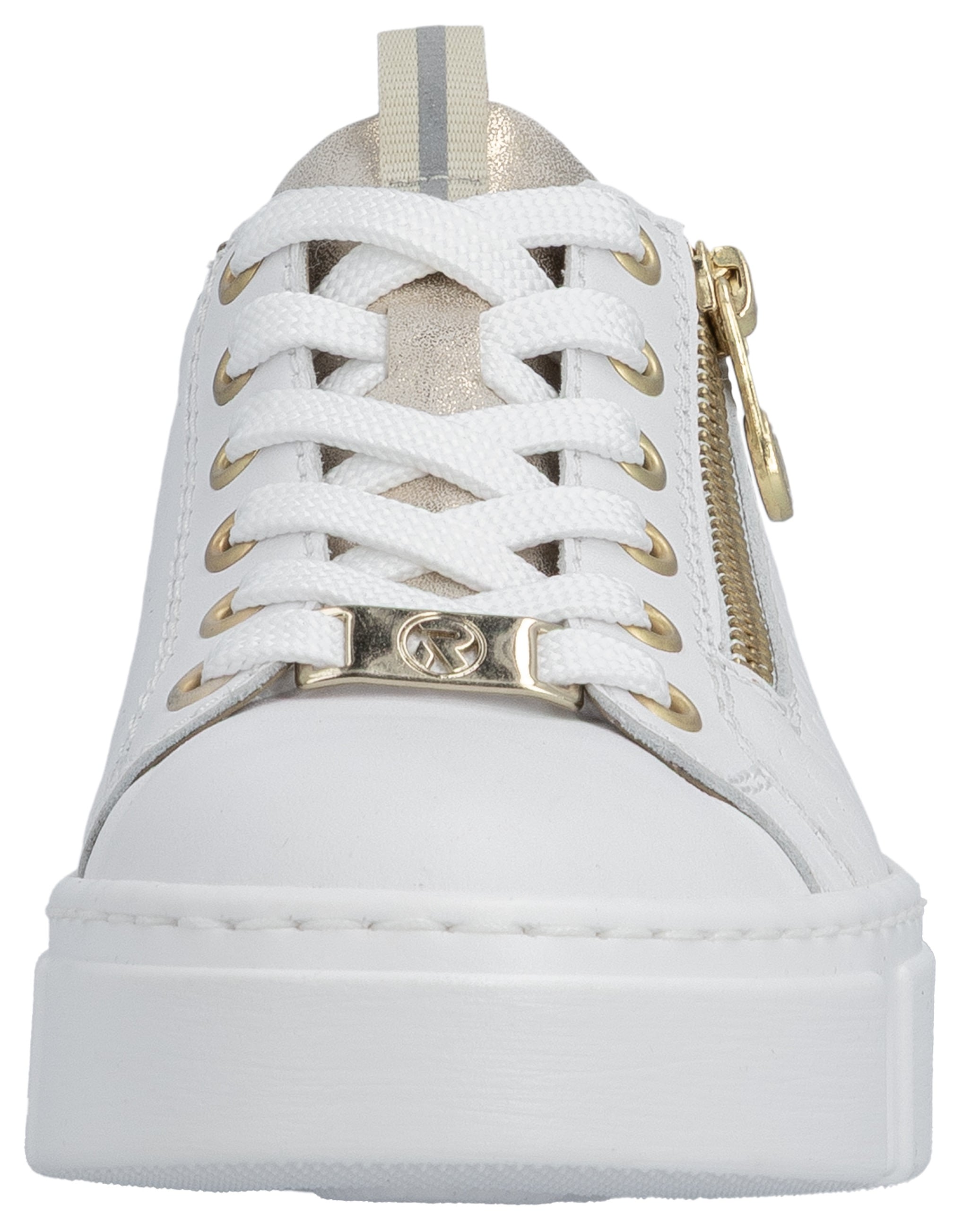 Rieker Plateausneaker  mit goldfarbenen Details, Freizeitschuh, Halbschuh, Schnürschuh