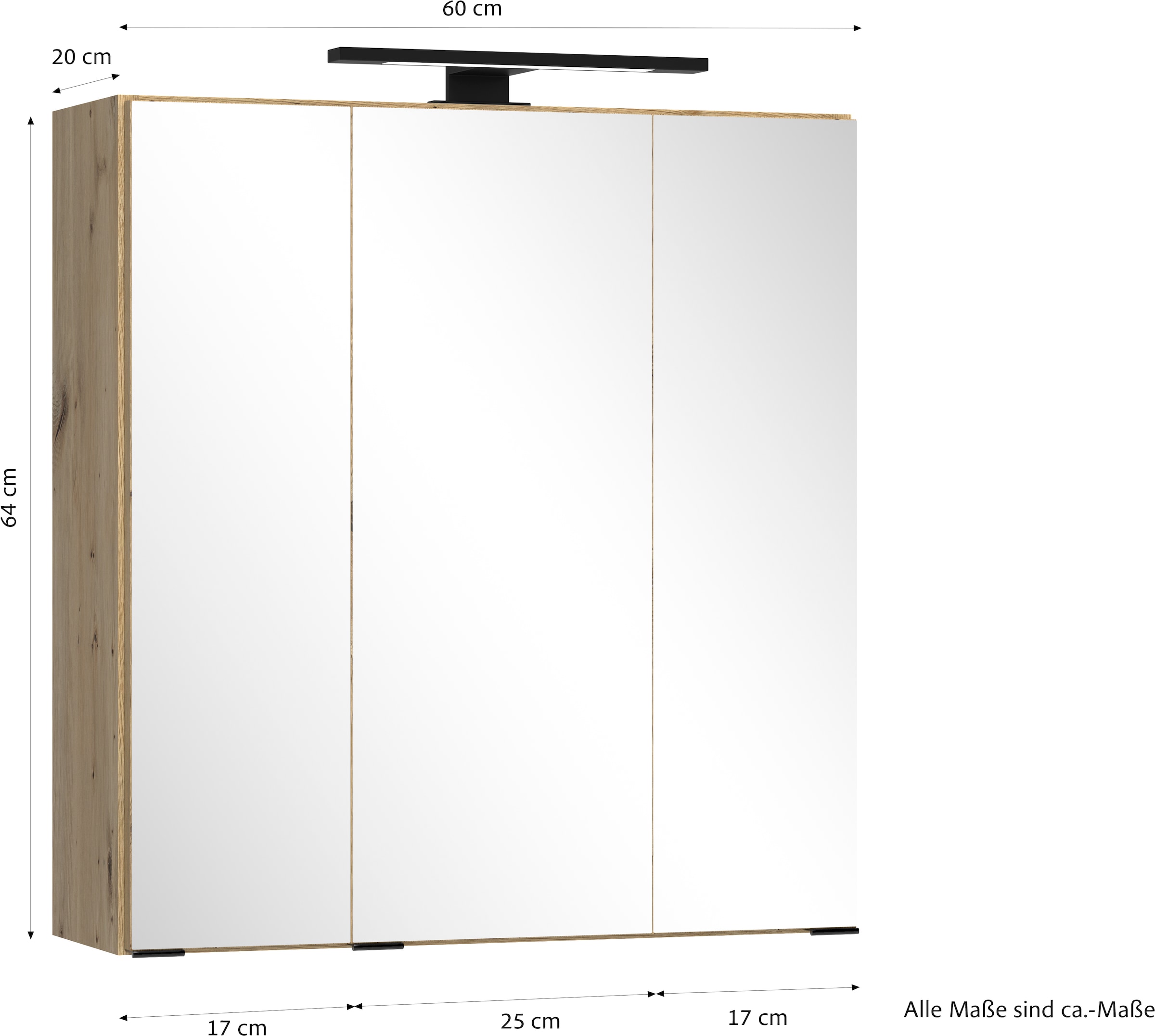 welltime Badezimmerspiegelschrank »CADIZ, gedämpfte Scharniere« Rundumsicht, dank besonderer Klapptechnik