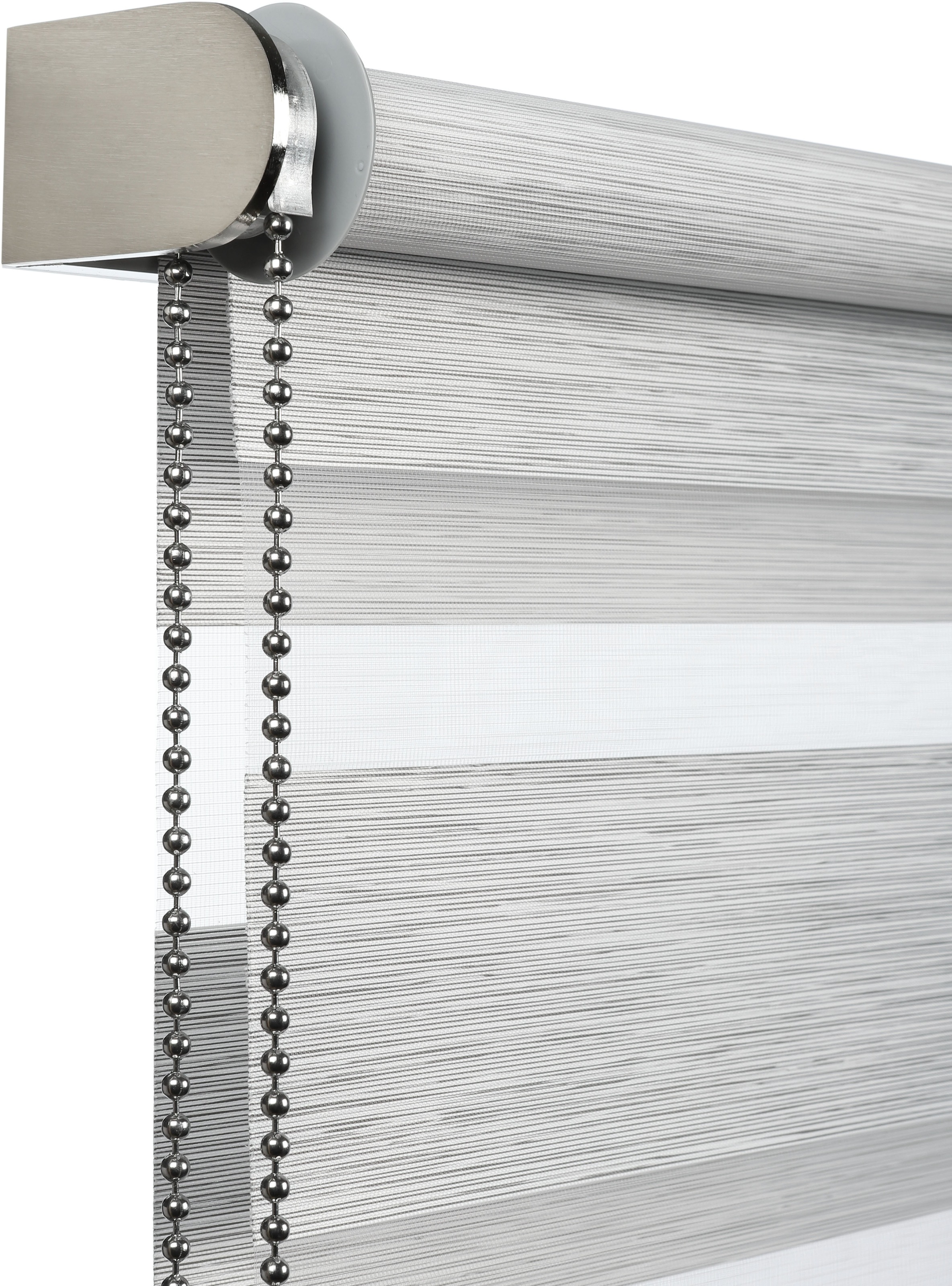 GARDINIA Doppelrollo »de luxe«, halbtransparent, Sichtschutz, mit Bohren/ohne Bohren, freihängend, hochwertiges Gesamtkonzept mit silbernen Metallkomponenten