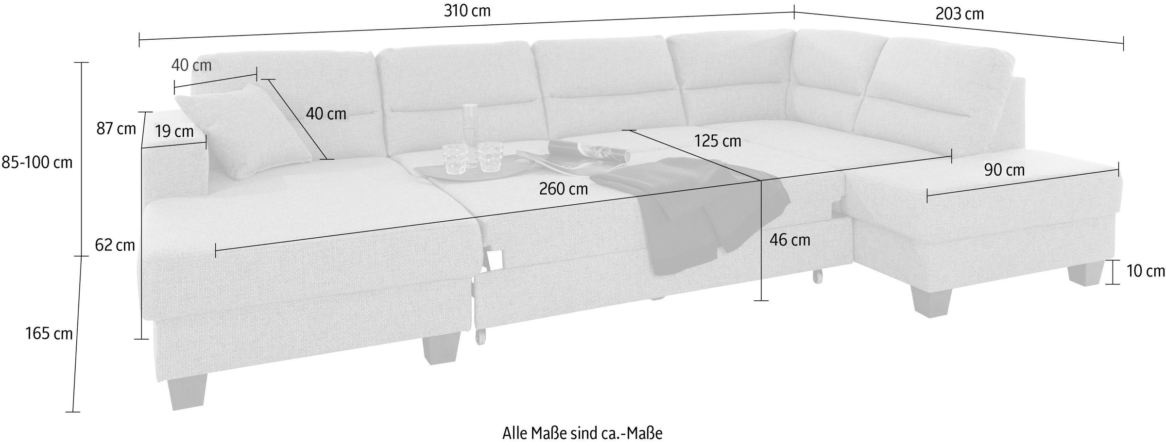 TRENDMANUFAKTUR Wohnlandschaft »Chamber, U-Form«, wahlweise mit Schlaffunktion