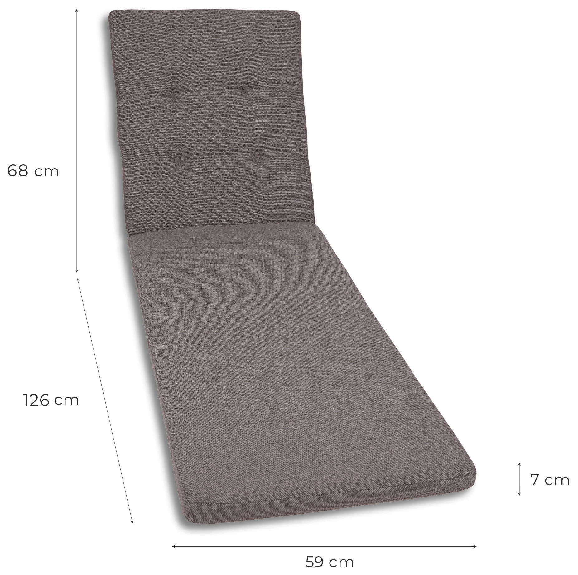 GO-DE Liegenauflage Uni Bouclé taupe - Maße BxLxH ca.: 59 cm x 194 cm x 7 cm