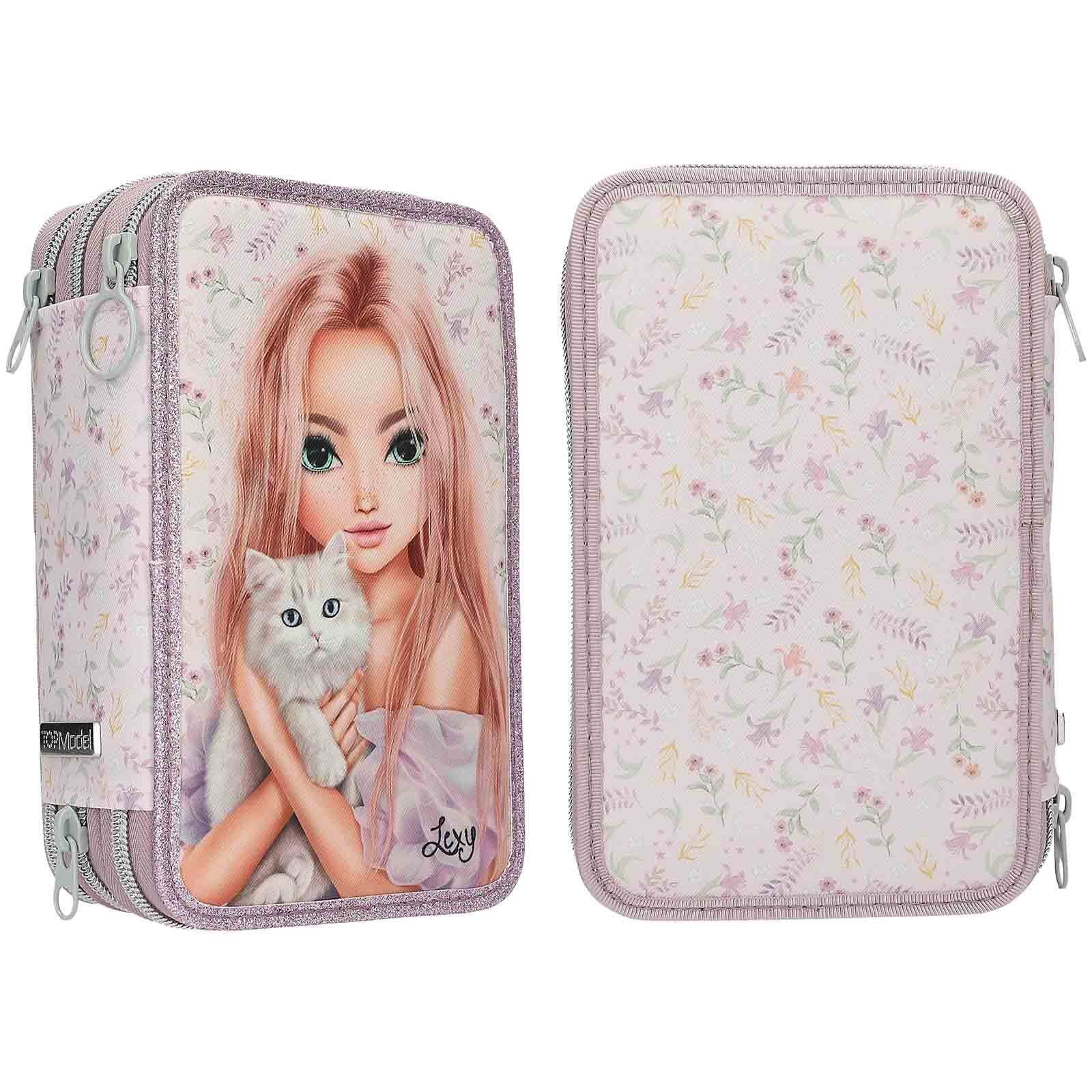 Depesche Buntstift »3-Fach Federtasche BLOOMING KITTY TOPModel 7,5 x 13 x 20 cm flieder«