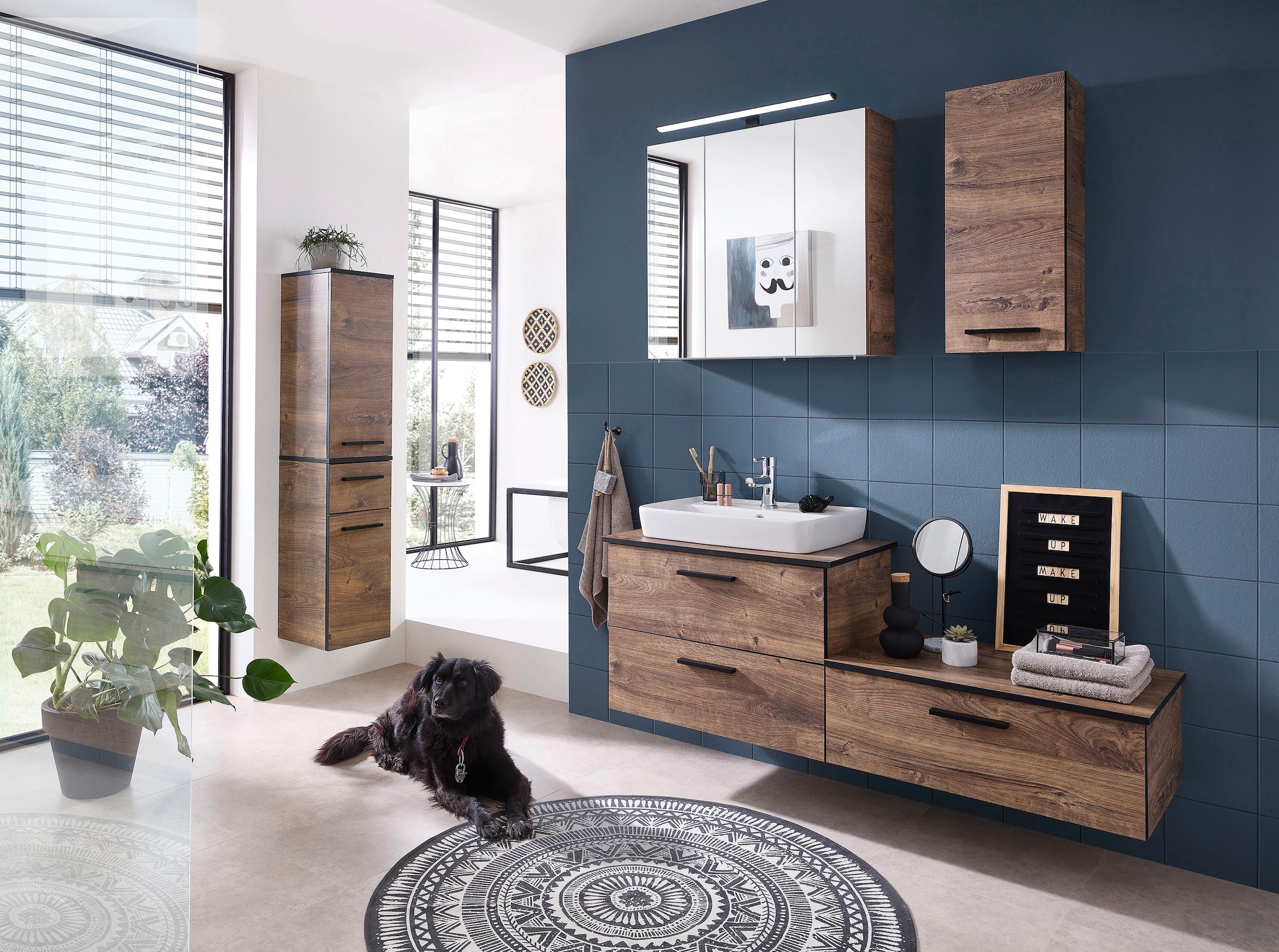 Saphir Hängeschrank »Quickset 374 Wand-Badschrank, 1 Tür, 2 Einlegeböden, inkl. Türdämpfer«, Badezimmer-Hängeschrank, 30 cm breit, Eiche Ribbeck quer Nachbildung