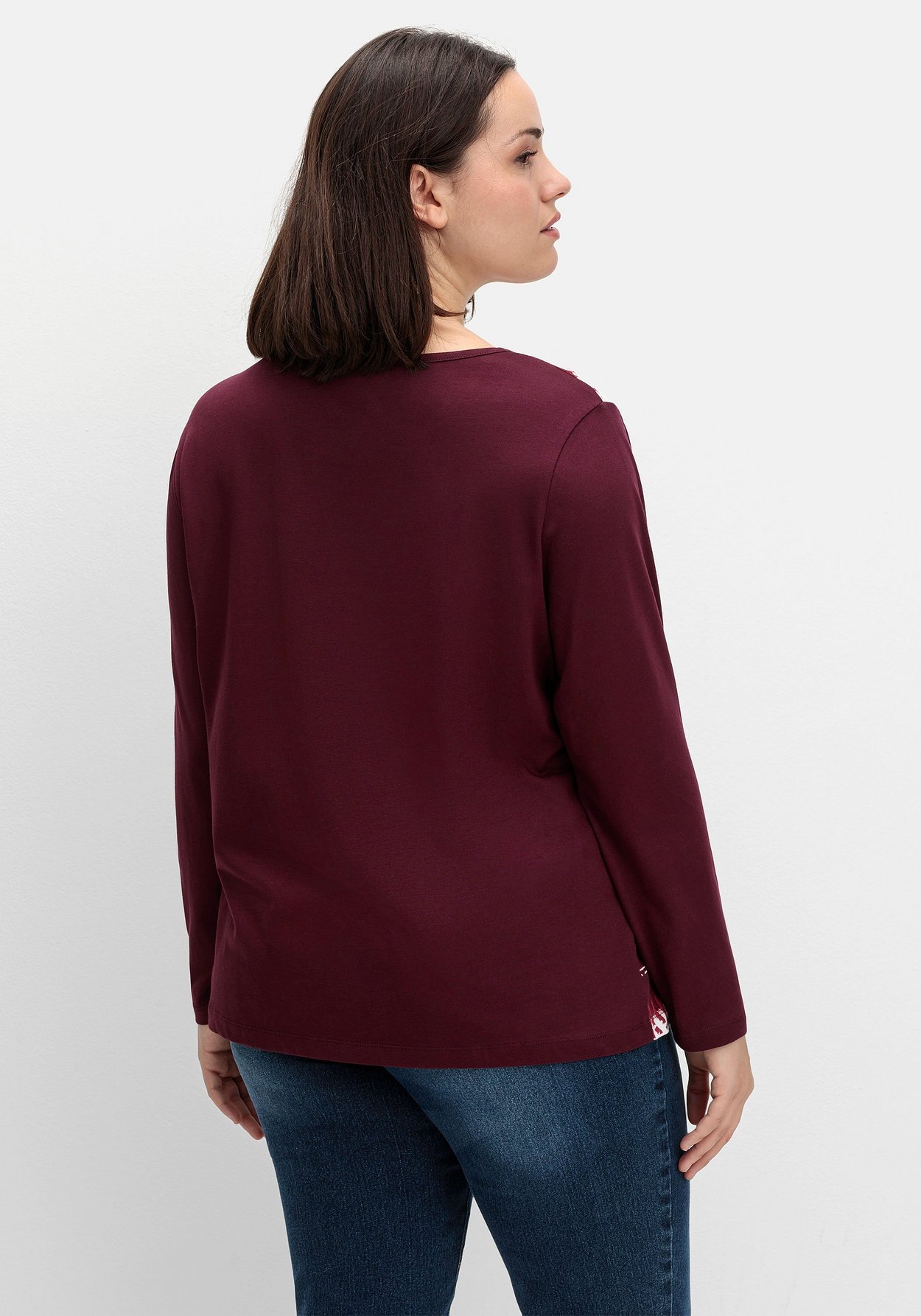 Sheego Langarmshirt »Langarmshirt mit bedrucktem Vorderteil«, mit bedrucktem Vorderteil