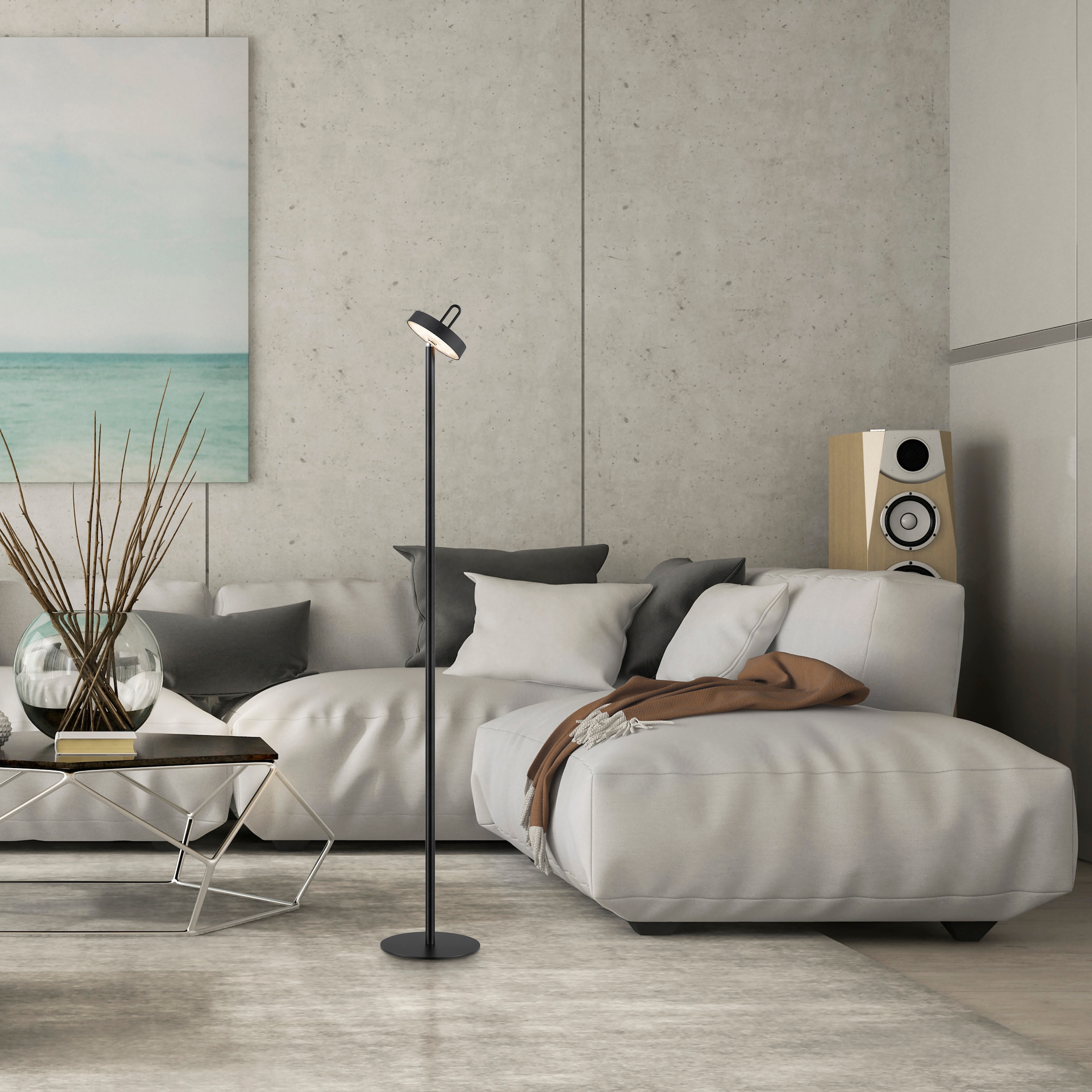 JUST LIGHT Stehlampe »AMAG« LED-Modul 1 Stk. Warmweiß Akkuleuchte