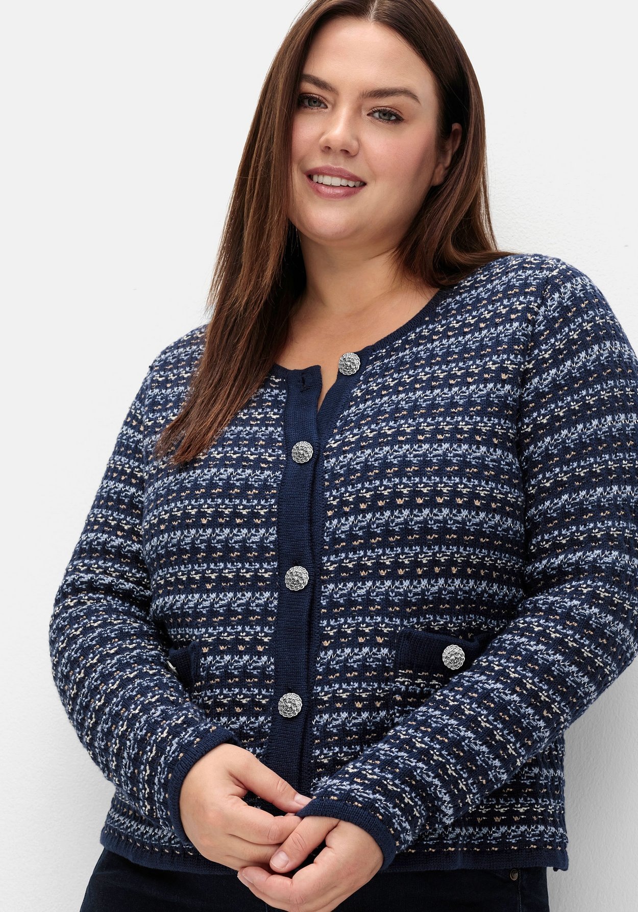Sheego Strickjacke »Strickjacke im Strukturstrick, mit Effektgarn«