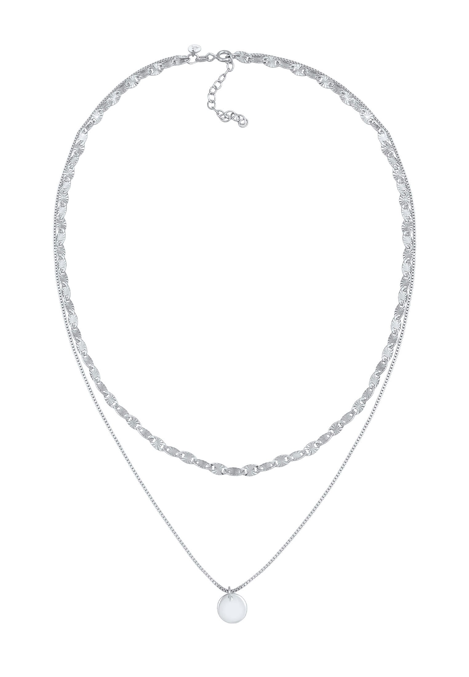 Elli Premium Silberkette »Halskette Layer Panzer Plättchen Stern Finish 925 Silber«