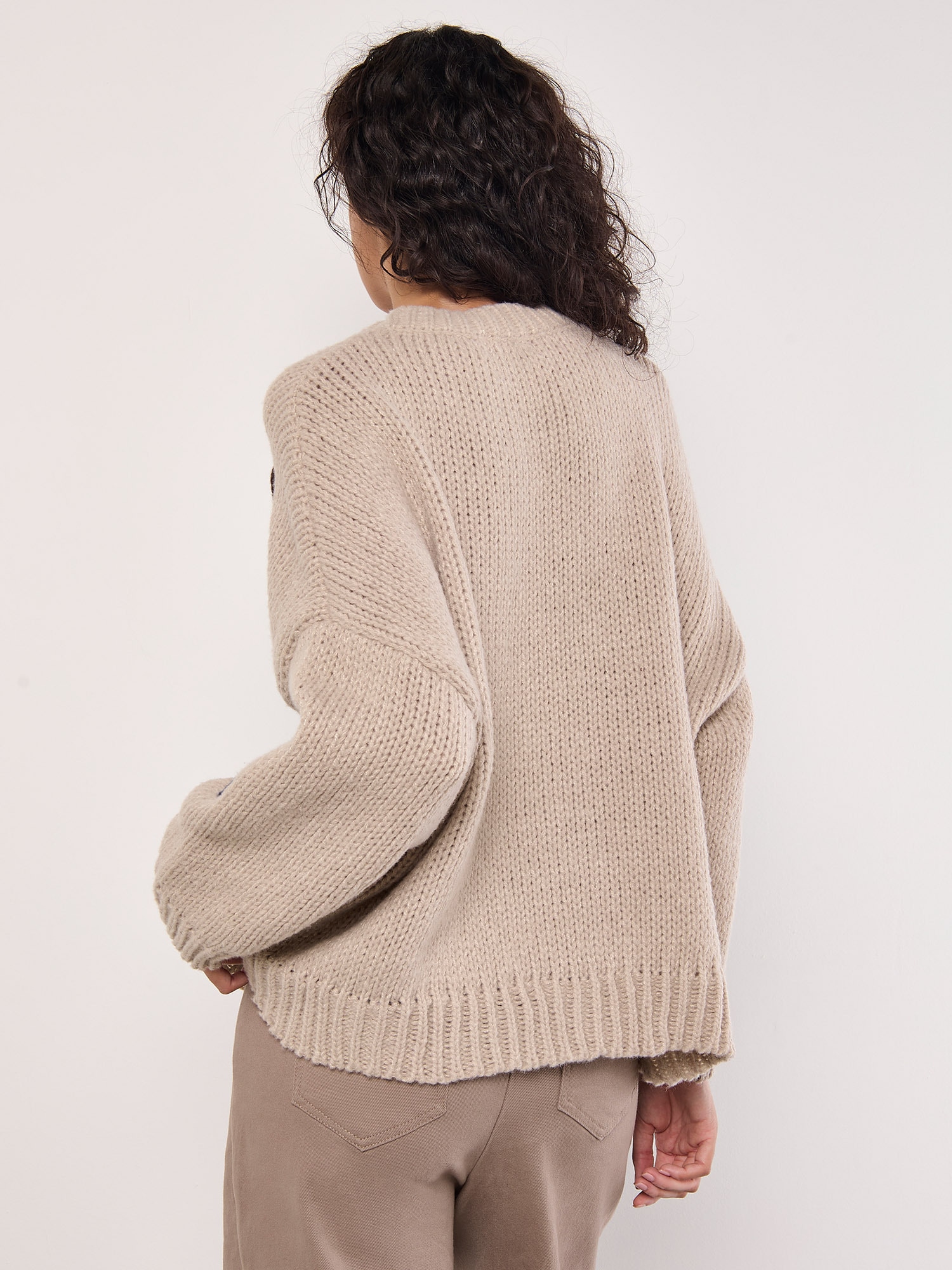 Apricot Rundhalspullover »Oversize-Pullover« mit Stickerei-Margeriten