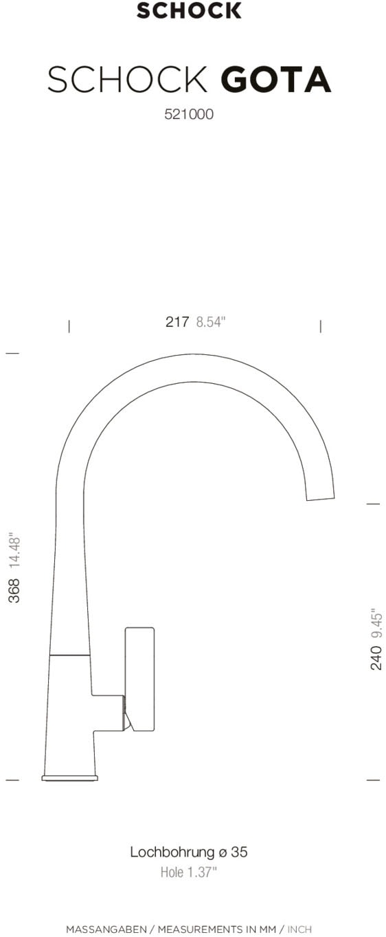 Schock Küchenarmatur »Gota« Hochdruck, Festauslauf, Schwenkbereich 360°