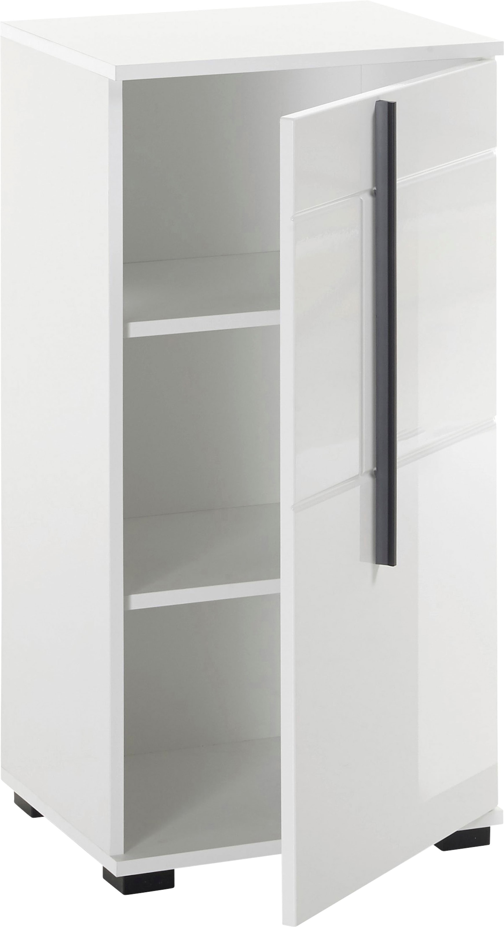 INOSIGN Unterschrank »Cantara, Badschrank in Hochglanz Weiß, Schrank im modernen Design«, mit schwarzen Griffen, ausreichend Stauraum