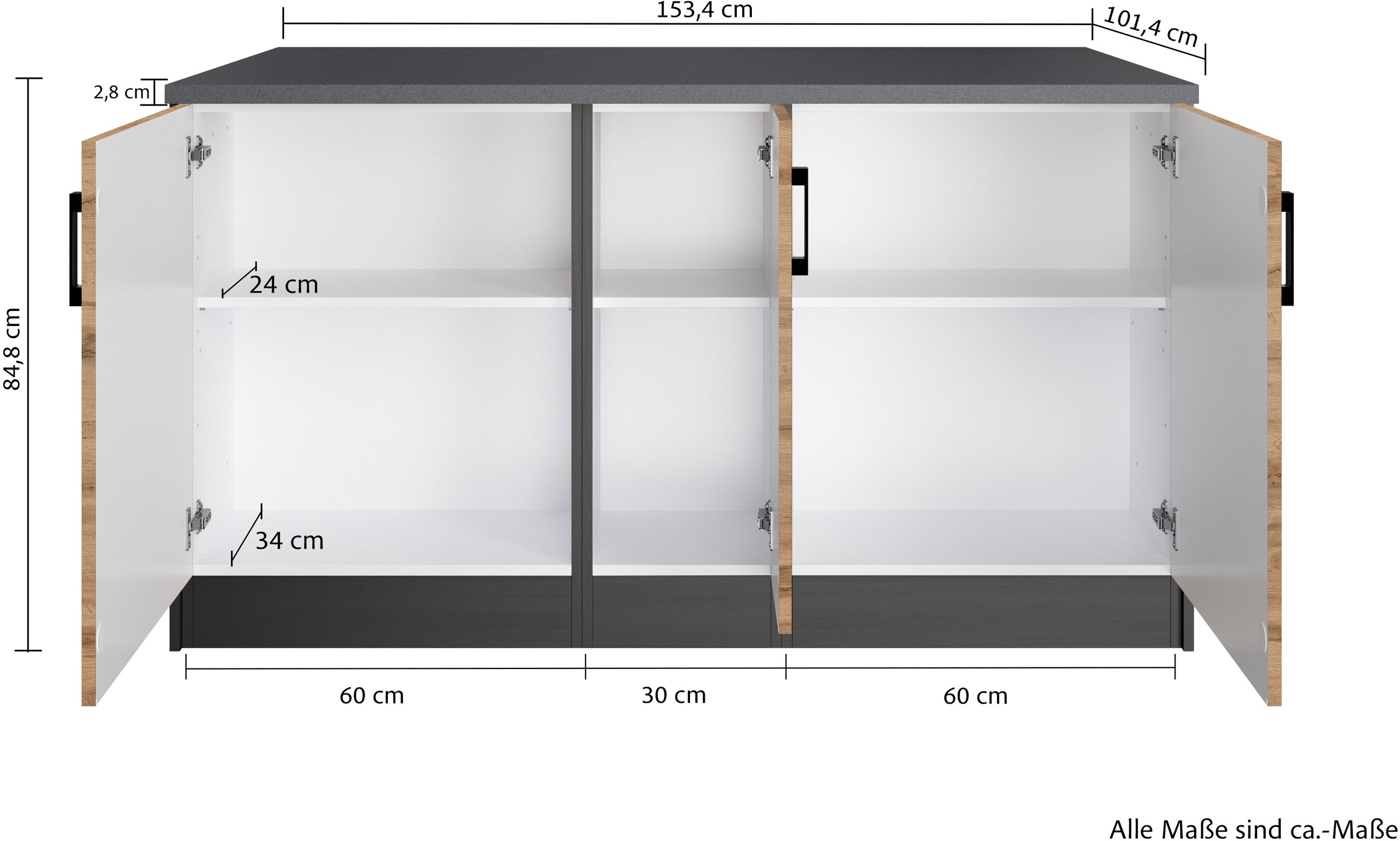 KOCHSTATION Kücheninsel »KS-Toronto«, Breite 153 cm, MDF-Fronten, Flaschenregal