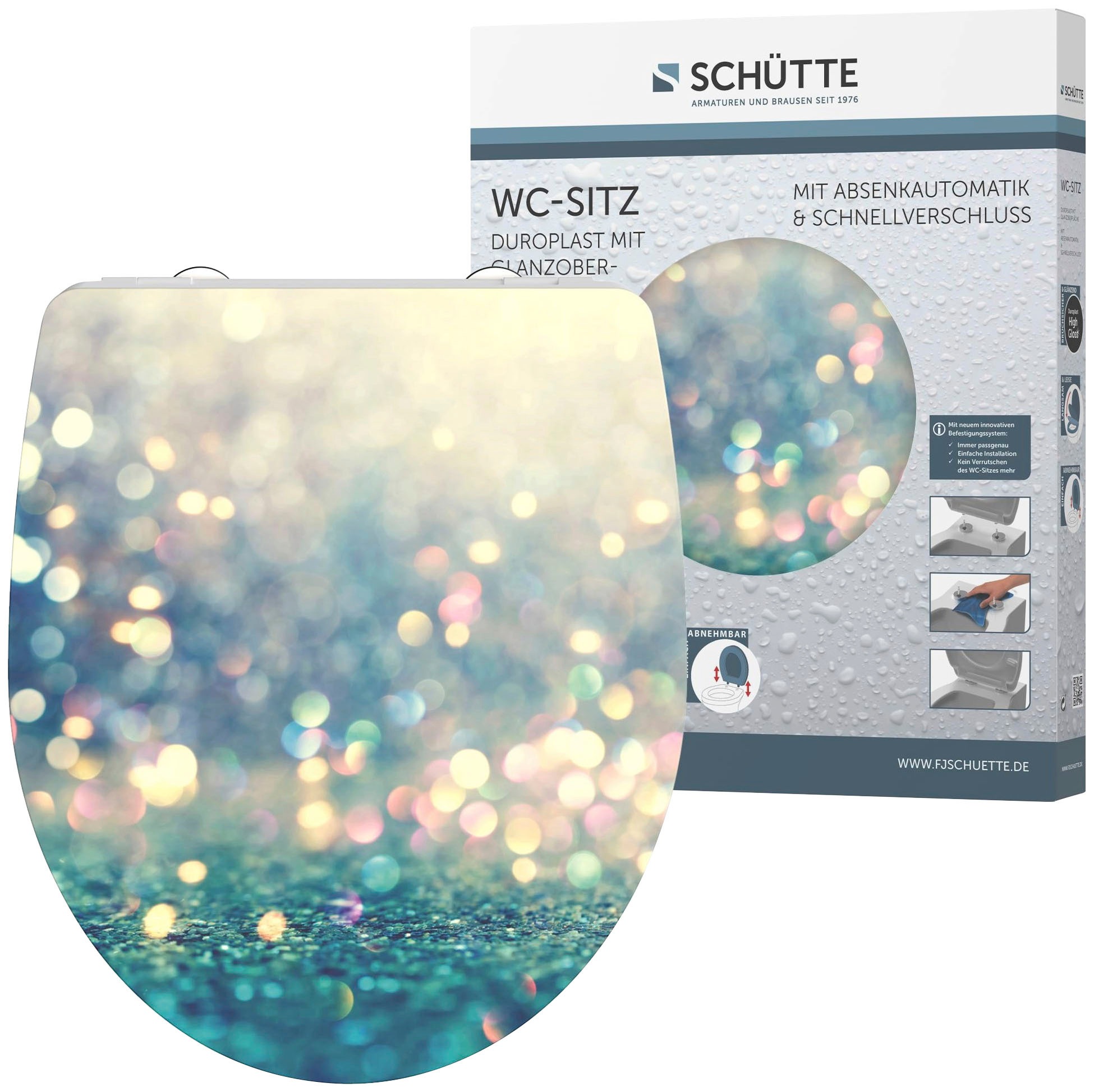 Schütte WC-Sitz »Magic Light«, Duroplast, Hochglänzender Toilettendeckel mit Absenkautomatik und Schnellverschluss, High Gloss für die einfache Reinigung, Klobrille mit Motiv