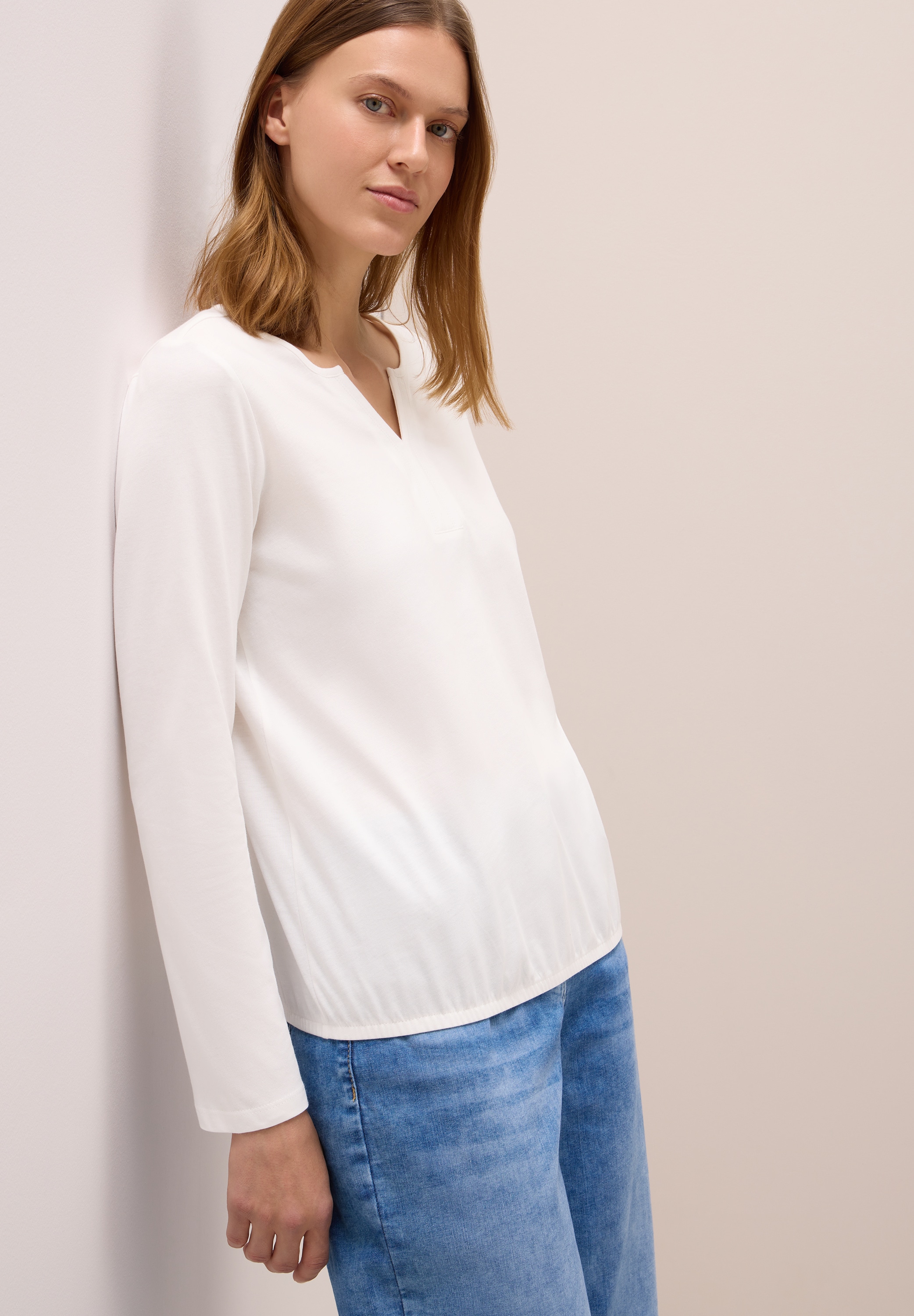 Cecil Tunikashirt, Split Neck, unifarben