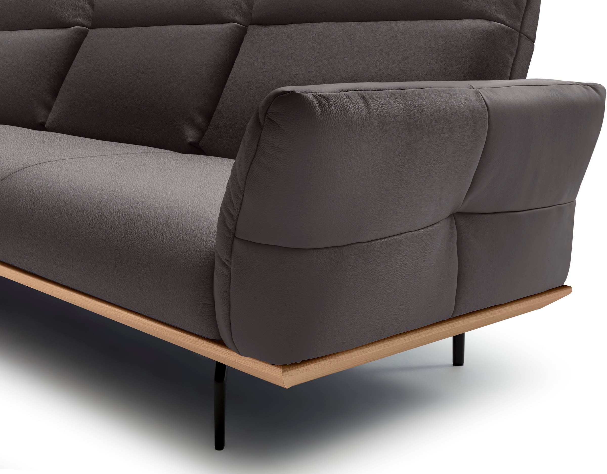 Creation BY ROLF BENZ Ecksofa »CR.460«, Sockel in Eiche, Winkelfüße in Umbragrau, Breite 318 cm