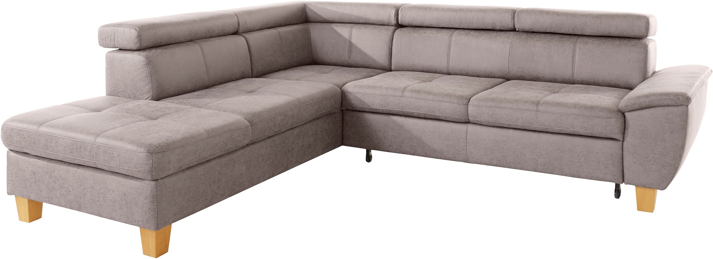 exxpo - sofa fashion Ecksofa »Enya, aufwendige Detailverarbeitung, hoher Sitzkomfort, bequem, L-Form«, mit Kopfteilverstellung, wahlweise Bettfunktion u. Bettkasten