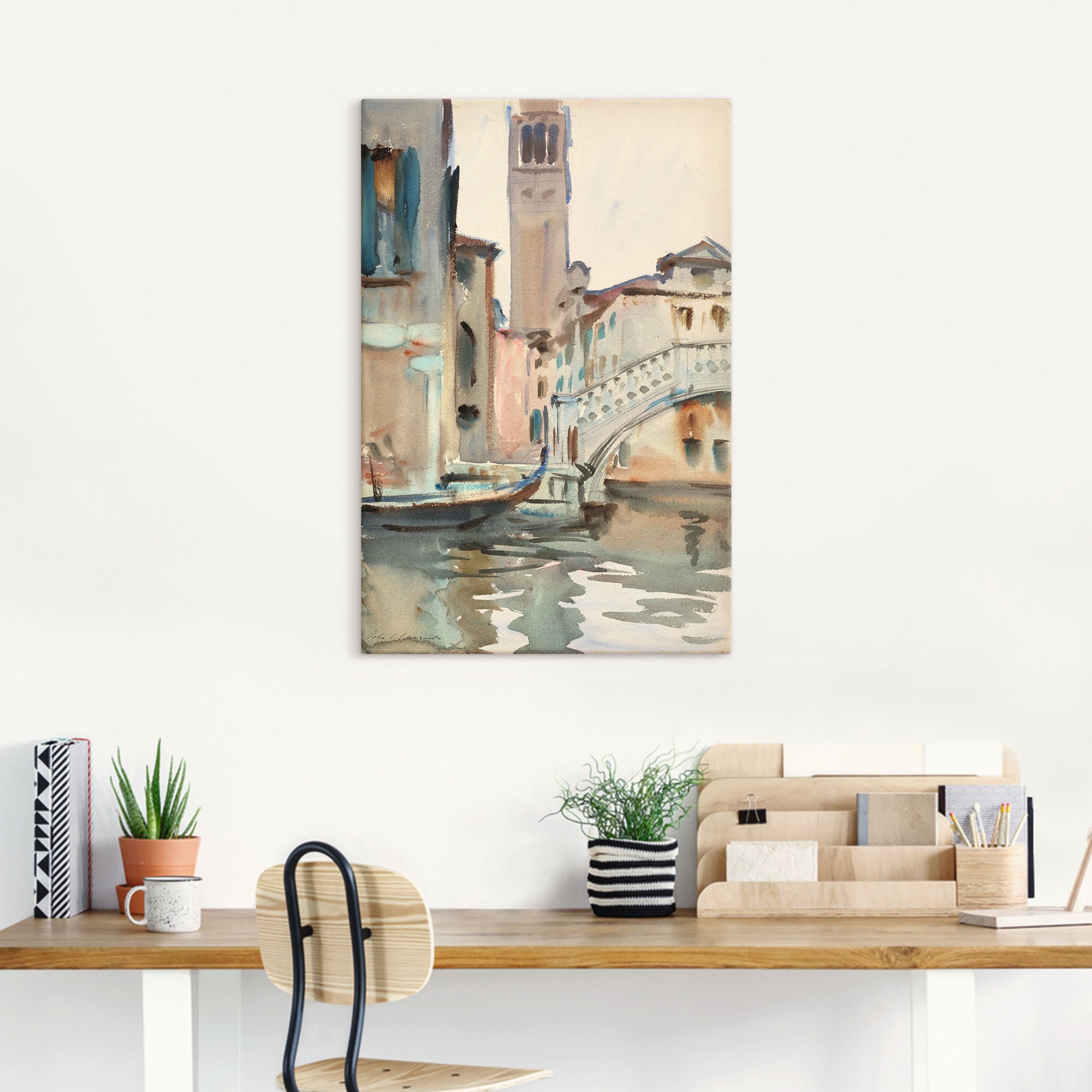 Artland Wandbild »Eine Brücke und Campanile, Venedig.«, Venedig, (1 St.), als Leinwandbild, Poster in verschied. Größen