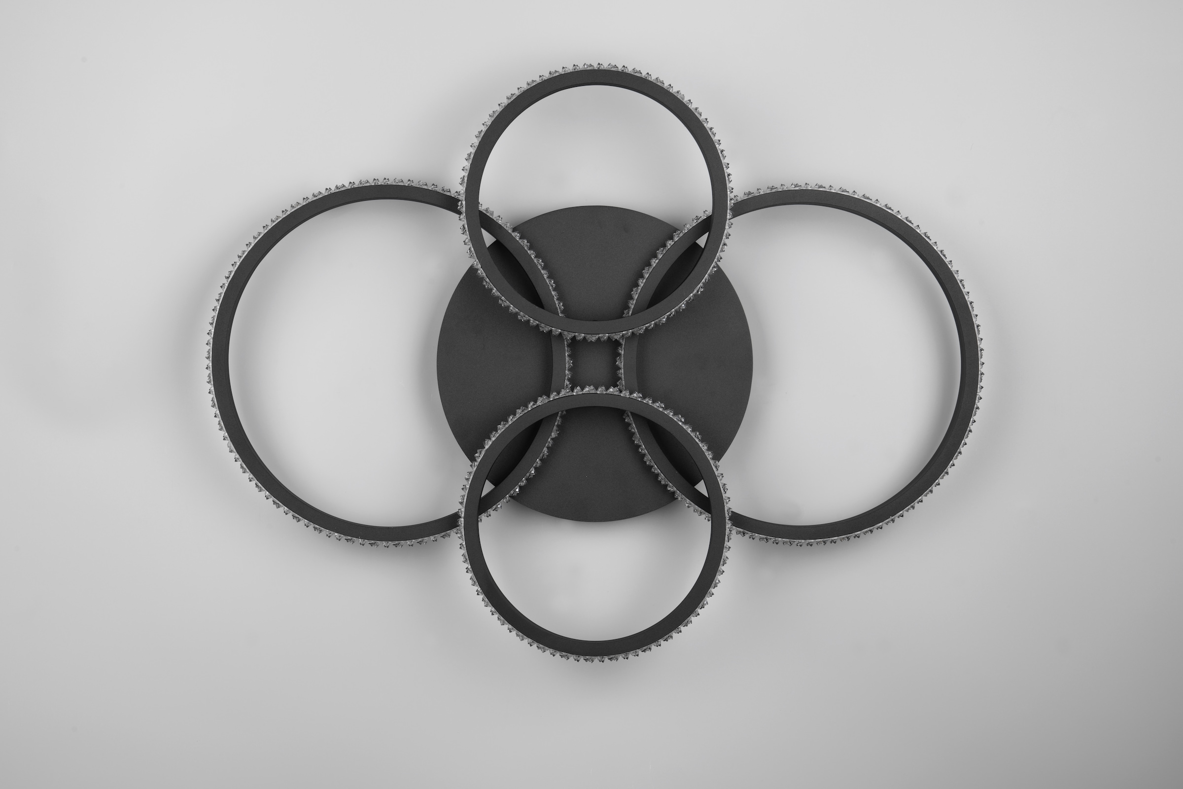 REALITY Leuchten LED Deckenleuchte »CIRES, LED Deckenlampe mit 4 schwenkbaren LED-Ringen, kaltweiß 4000K« LED-Board 1 Stk. Kaltweiß 3400 Lumen 27W, in 3 Stufen dimmbar mit Acryl Kristallen verzierte LED