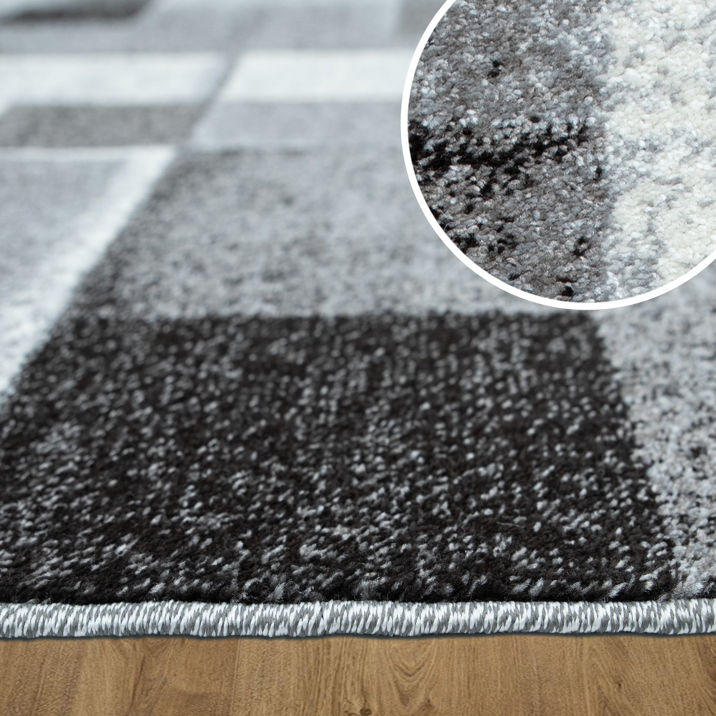 OTTO home Teppich »Corine« rechteckig 9 mm Höhe mit besonders weichem Flor, Kurzflor, modernes Karo-Design,