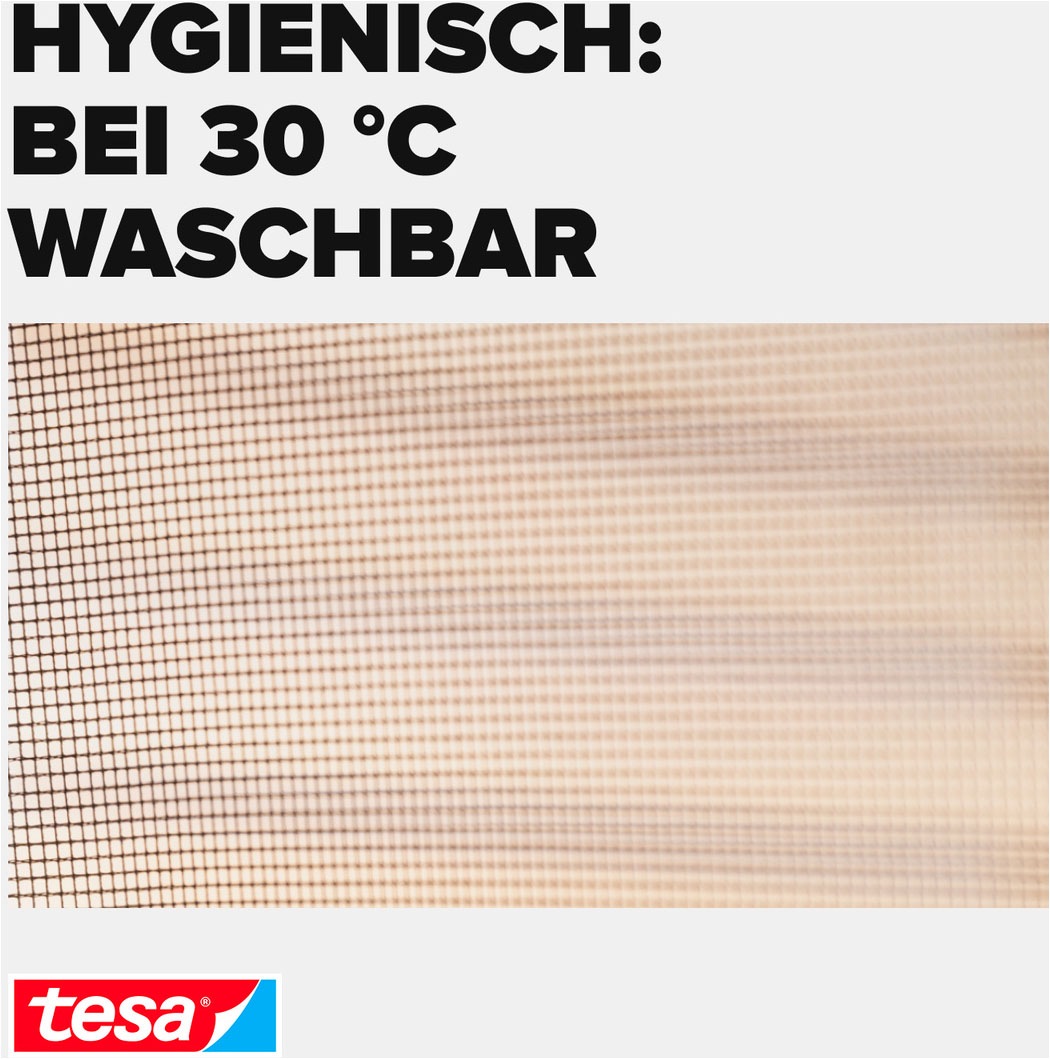 tesa Insektenschutz-Tür »Klett Fliegengitter Premium für Türen - ohne Bohren« Packung, Fliegennetz, Klettband, 1 Stk. tlg. selbstklebende Insektenschutz - (2 x 65cm )120cm x 250cm