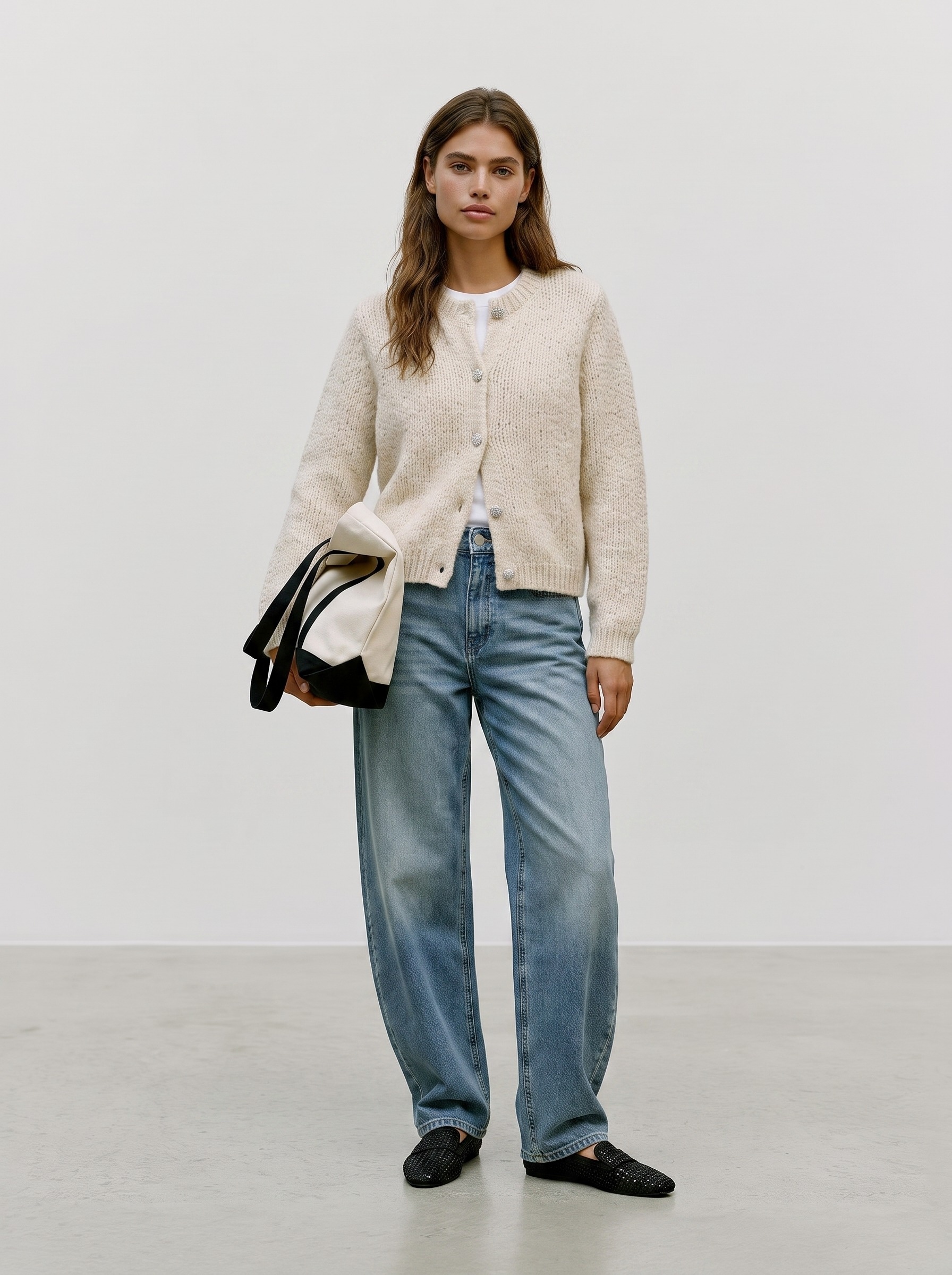 Vero Moda Strickjacke »VMMAYBE JEWEL LS O-NECK CARDIGAN NOOS« Kunstfaser, loose fit