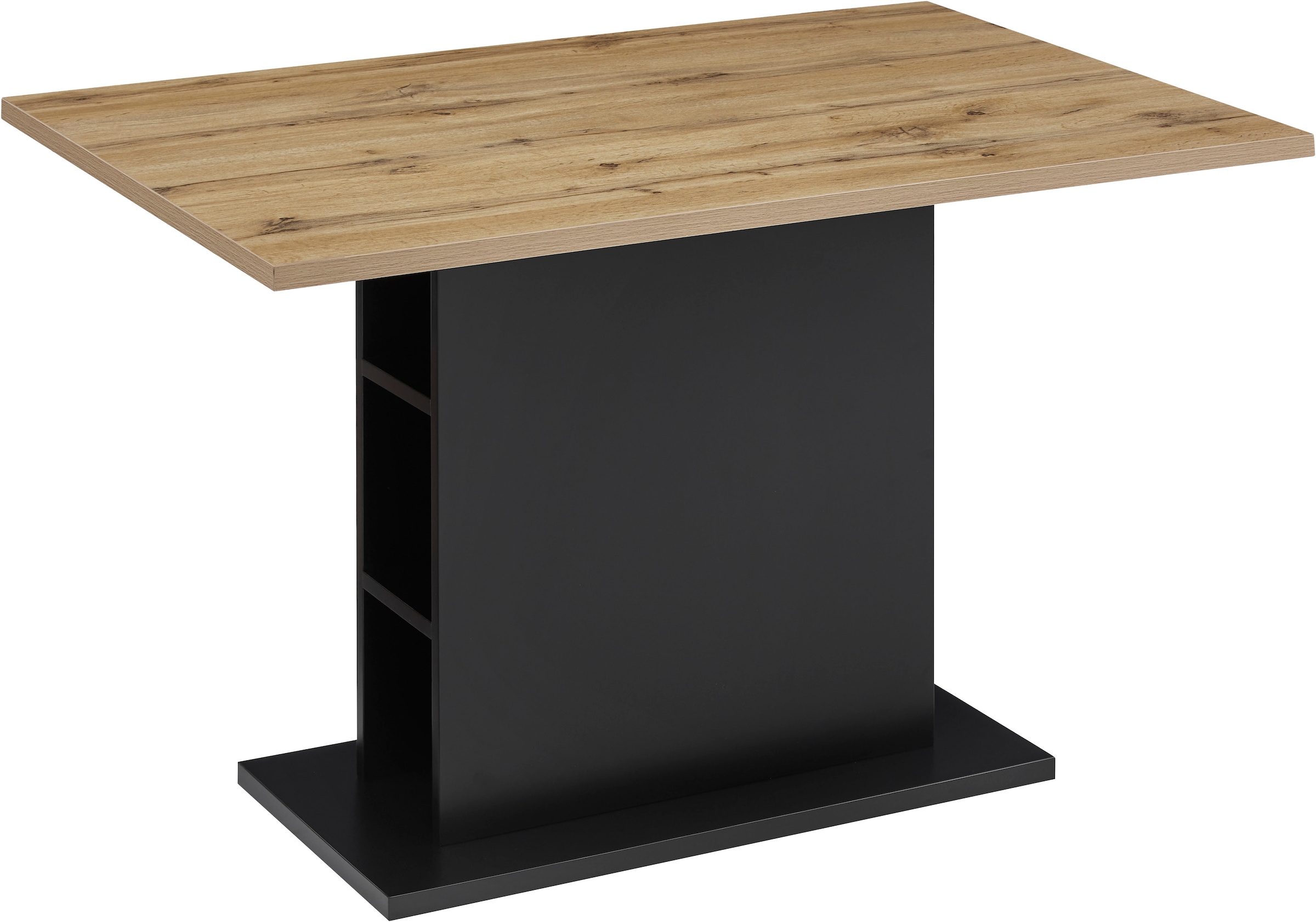 OTTO home Essgruppe »Hennia« Set, 4 tlg. Tischplatte aus Melamin, 2 Freischwinger, Bank, Metallgestell