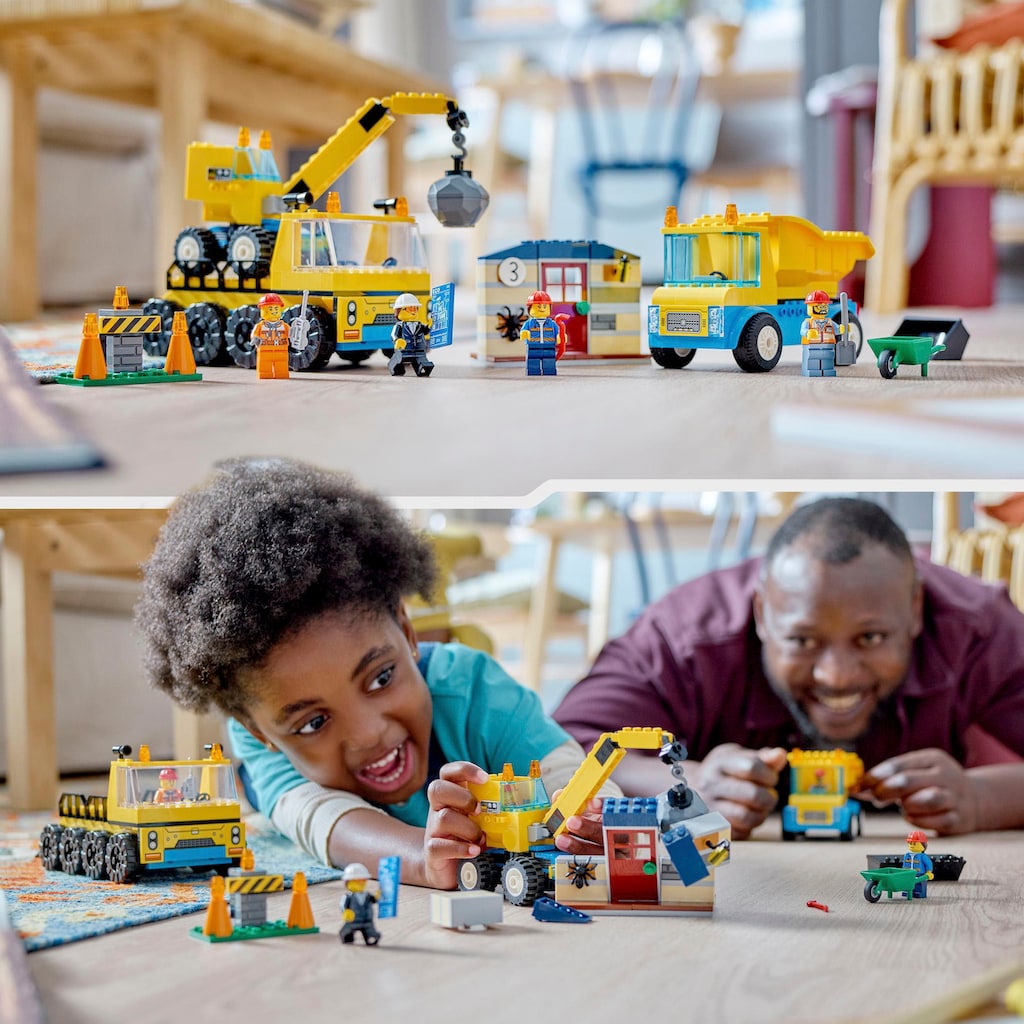 LEGO® Konstruktionsspielsteine »Baufahrzeuge und Kran mit Abrissbirne (60391), LEGO® City«, (235 St.)