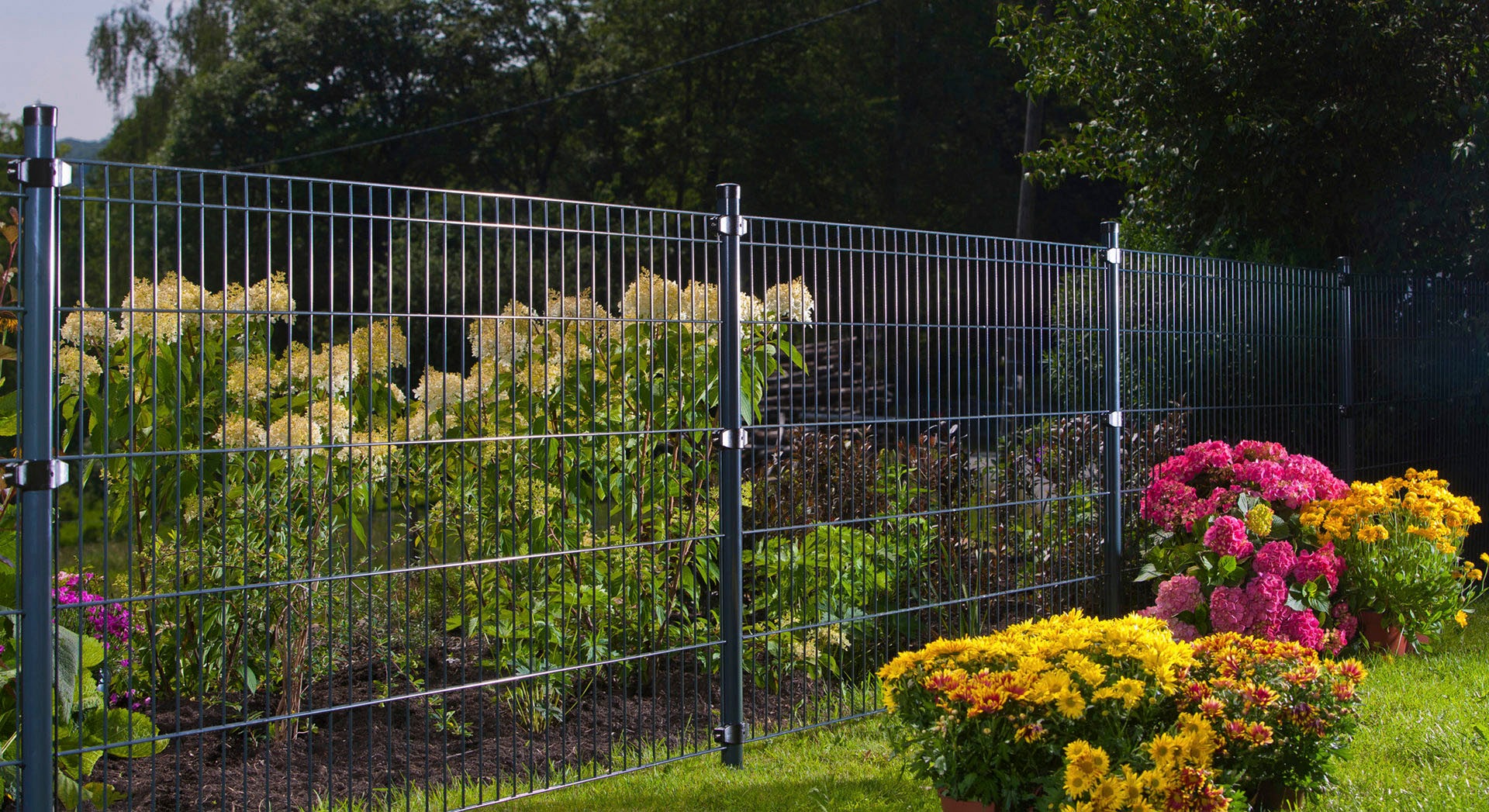 KRAUS Doppelstabmattenzaun »Dino-Pro DS-Z42«, anthrazit, 140 cm hoch, 5 Elemente für 10 m, 6 Pfosten