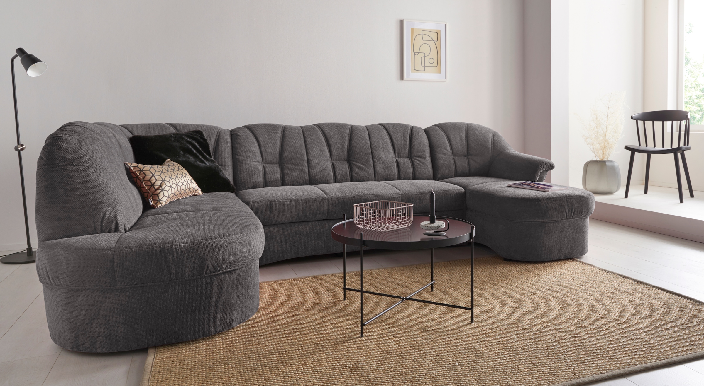 DOMO collection Wohnlandschaft »Papenburg U-Form«, in großer Farbvielfalt, wahlweise Bettfunktion, frei im Raum stellbar