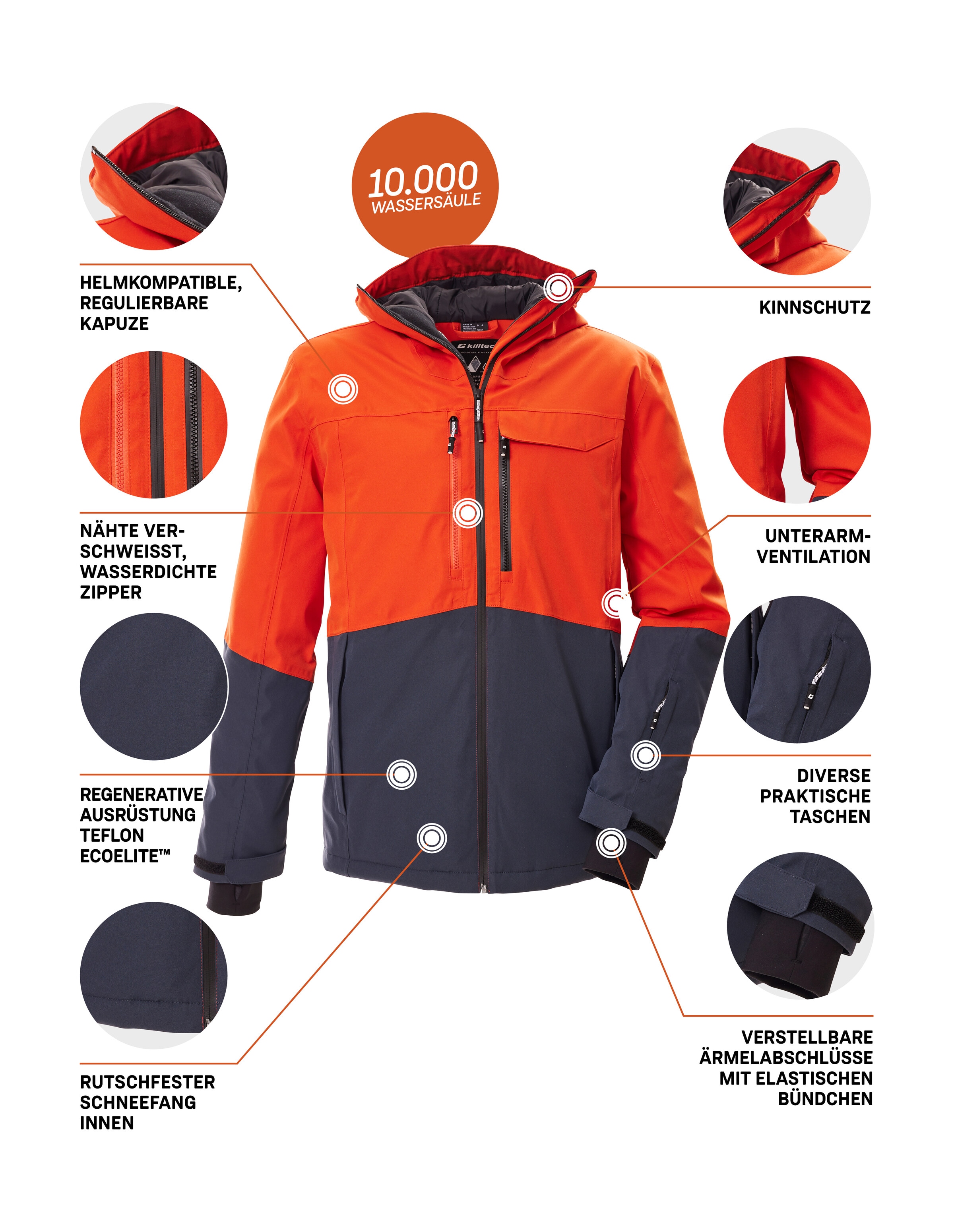 Killtec Skijacke »KSW 280 MN SKI JCKT« Wasserdichte Herrenjacke mit Schneefang und Teflon EcoElite™
