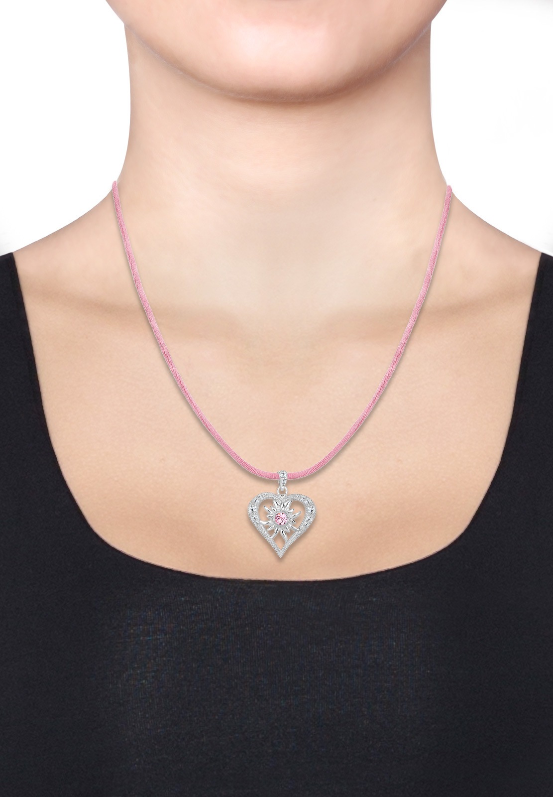 Elli Silberkette »Halskette Herz Edelweiss Kristalle 925 Silber«