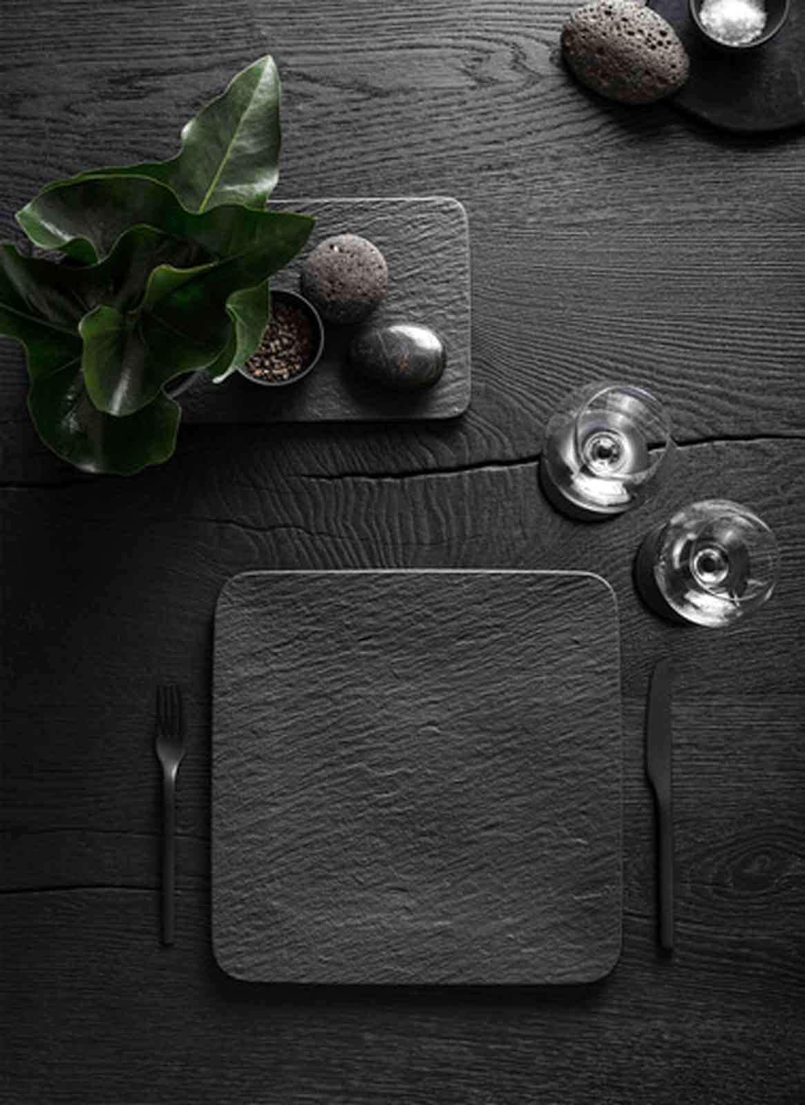 Villeroy & Boch Servierplatte »Servierplatte Manufacture Rock ø 32,5 cm schwarz«