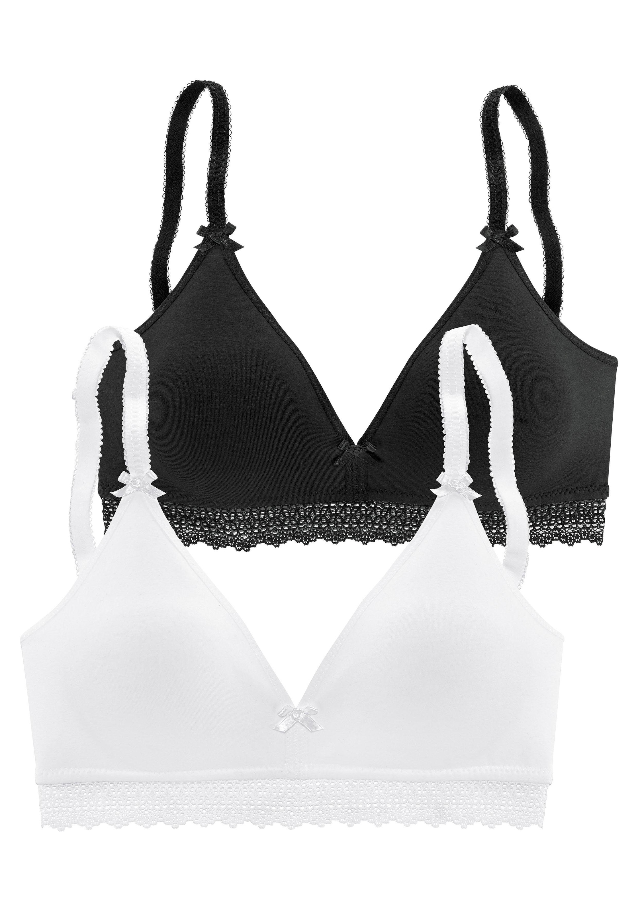 petite fleur Bralette-BH, ohne Bügel mit Spitzenband, aus weicher Baumwolle, Basic Dessous