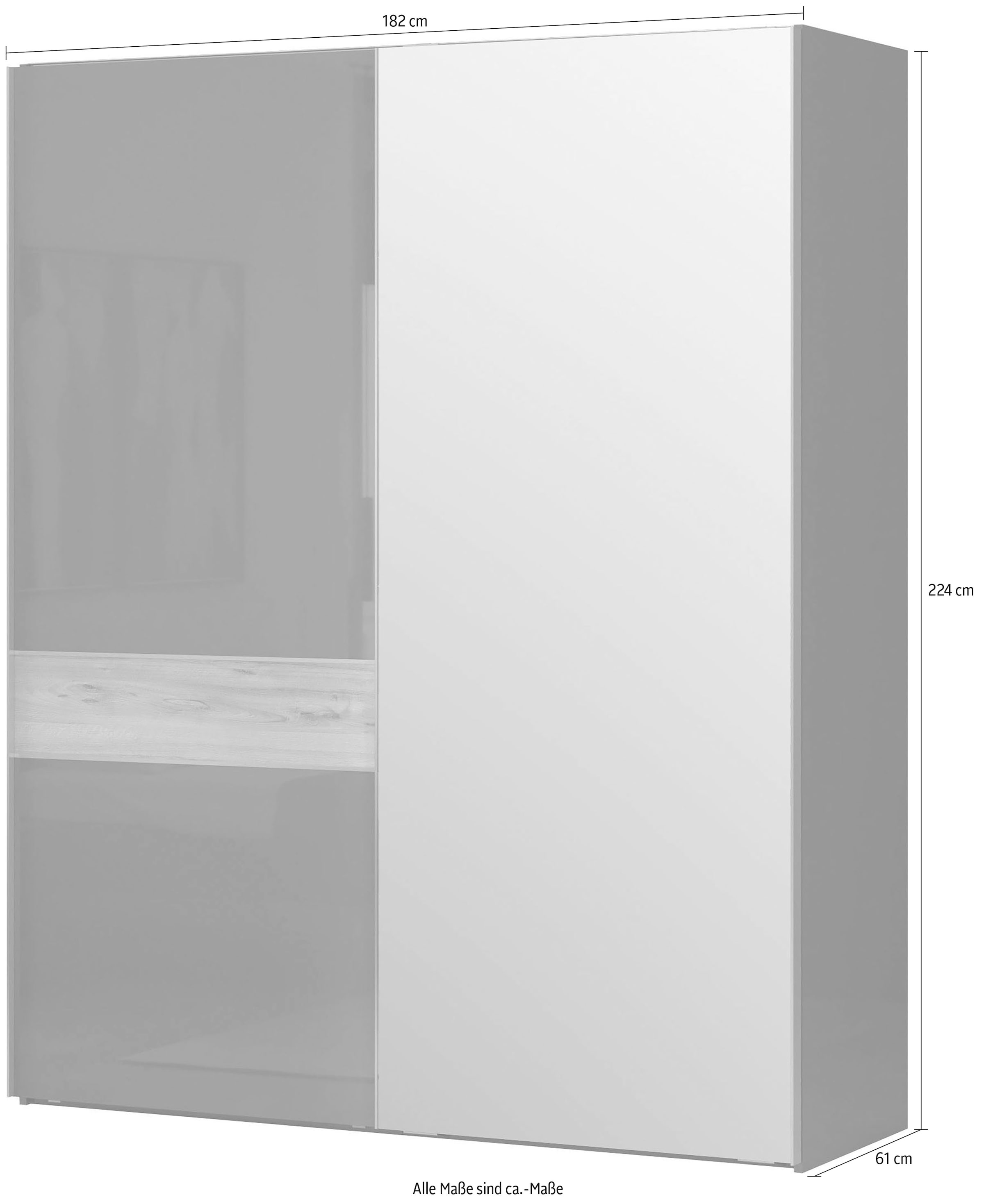 Places of Style Schwebetürenschrank »Onyx«, Spiegelschrank hochwertig UV lackiert, Soft-Close-Funktion