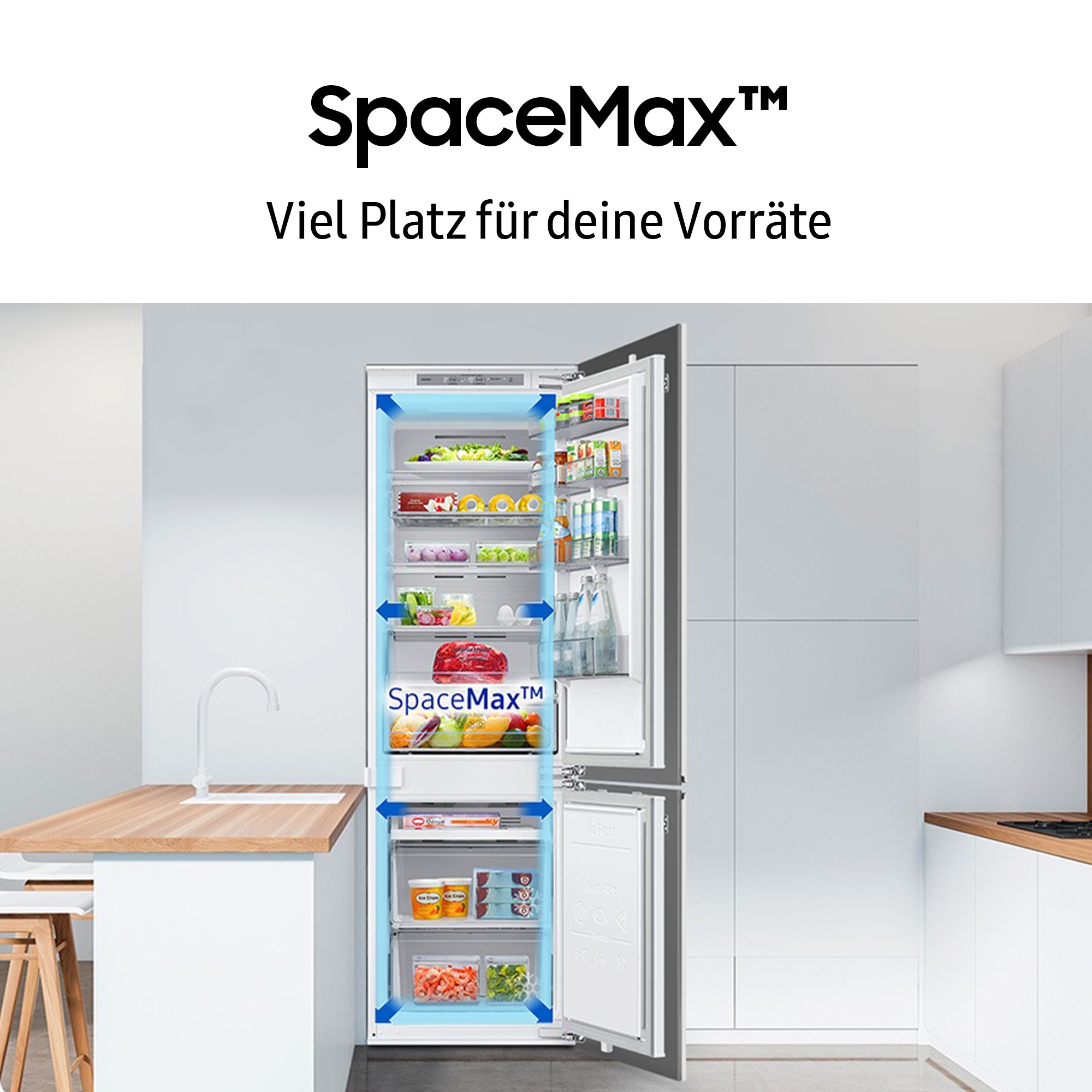Samsung Einbaukühlgefrierkombination BRB8OF »BRB80F26ACFO«, Optimal Fresh+ - Langanhaltende Frische für Fleisch und Fisch