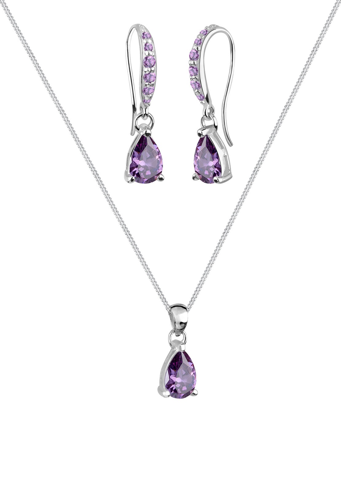 Elli Ohrring und Ketten Set »Schmuckset Ohrhänger Anhänger mit Zirkonia Tropfen aus 925 Sterling Silber«