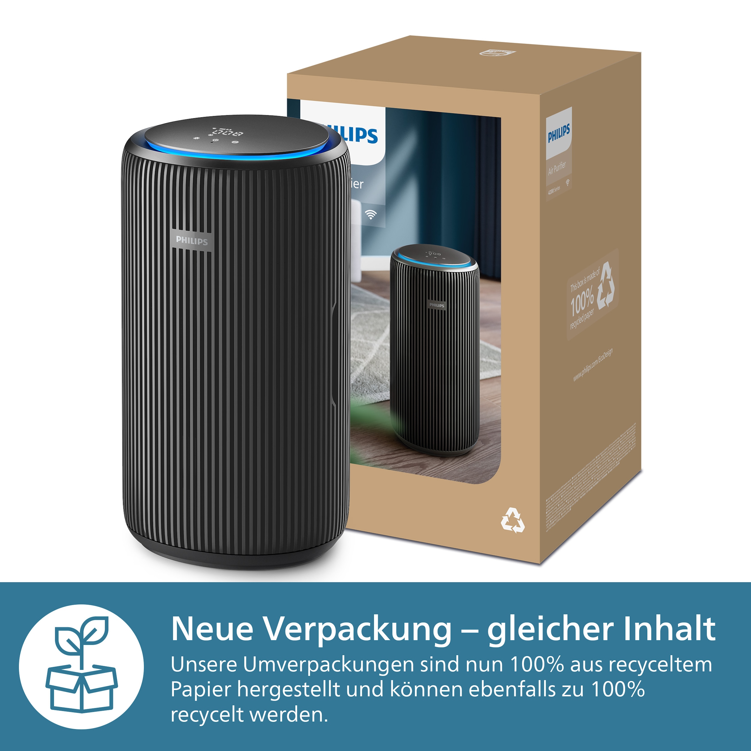 Philips Luftreiniger »AC4221/11 PureProtect Pro 4200 Series, Luftreinigungsrate 600 m³/h«, für 156 m² Räume, 4-Schichten-HEPA-Filtersystem, leise