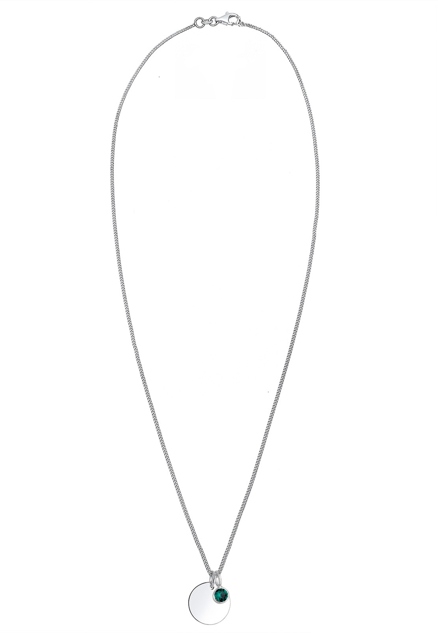 Elli Silberkette »Halskette Plättchen mit Geburtstein Kristalle 925 Sterling silber«