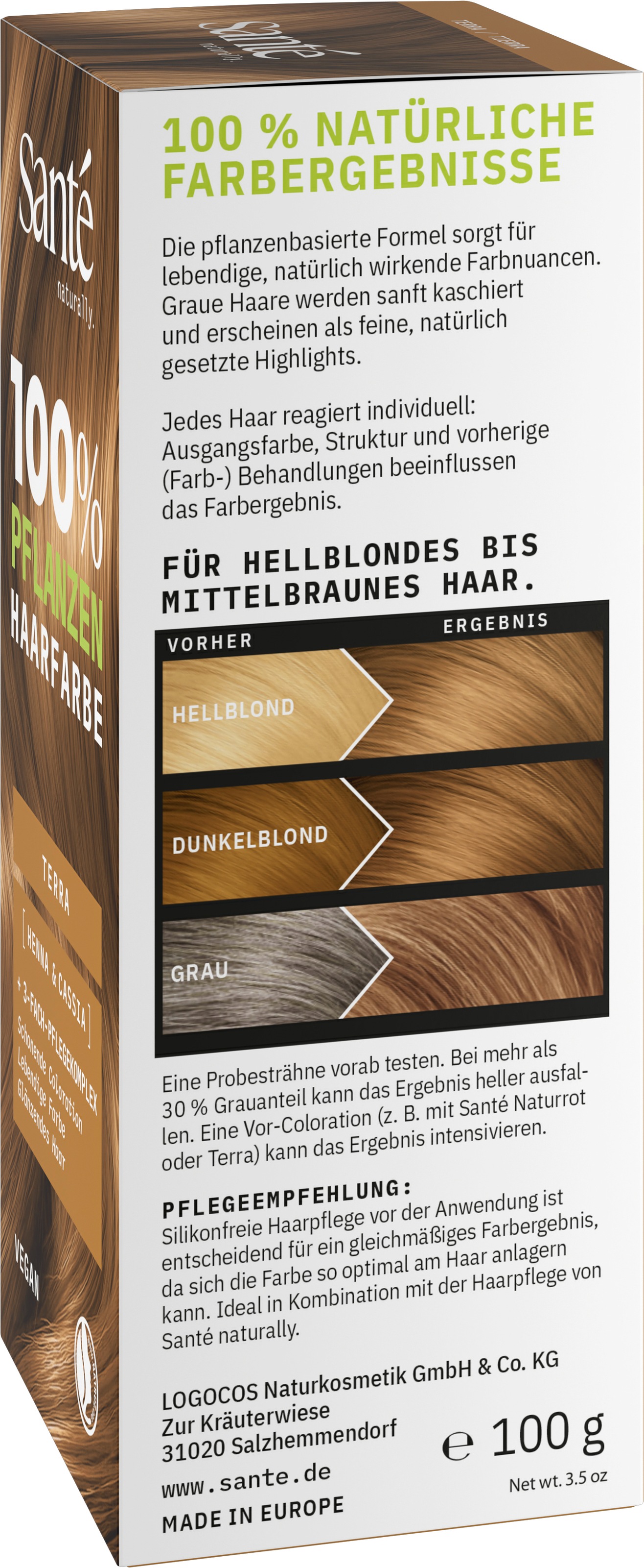 SANTE Coloration »PFLANZENHAARFARBE« mit Pflanzenpigmenten, permanente Colorierung, vegan
