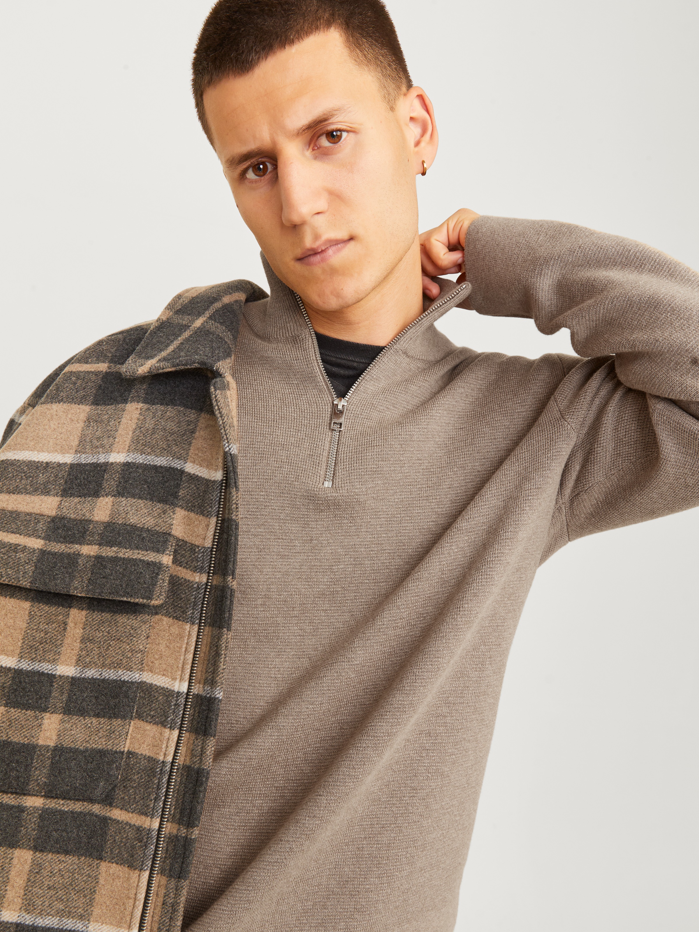 Jack & Jones Troyer »JPRBLAMILANO STITCH KNIT HALF ZIP SN« Baumwolle, relaxed fit