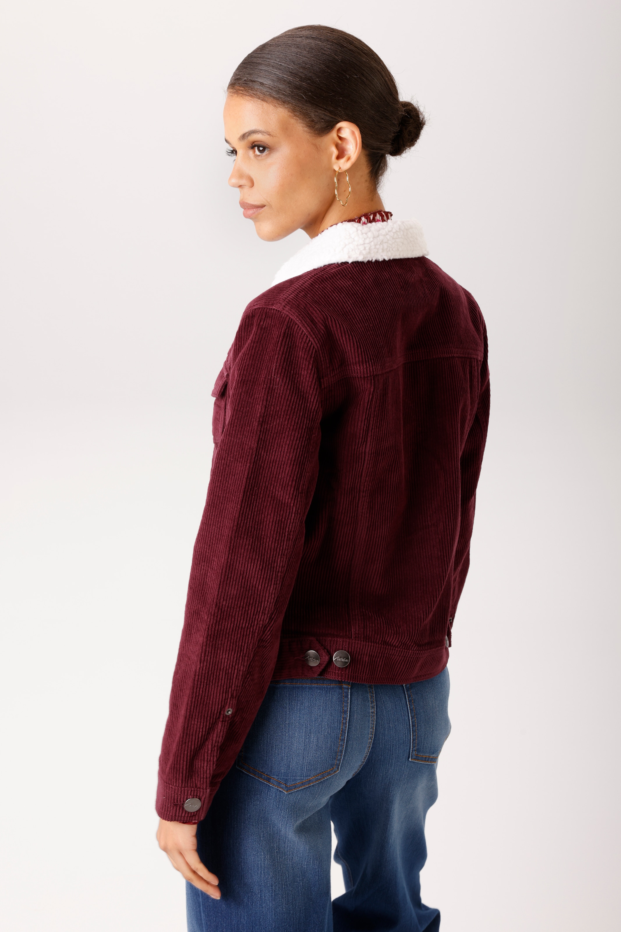 Aniston CASUAL Cordjacke mit weichem Teddy-Plüsch am Kragen - NEUE KOLLEKTION