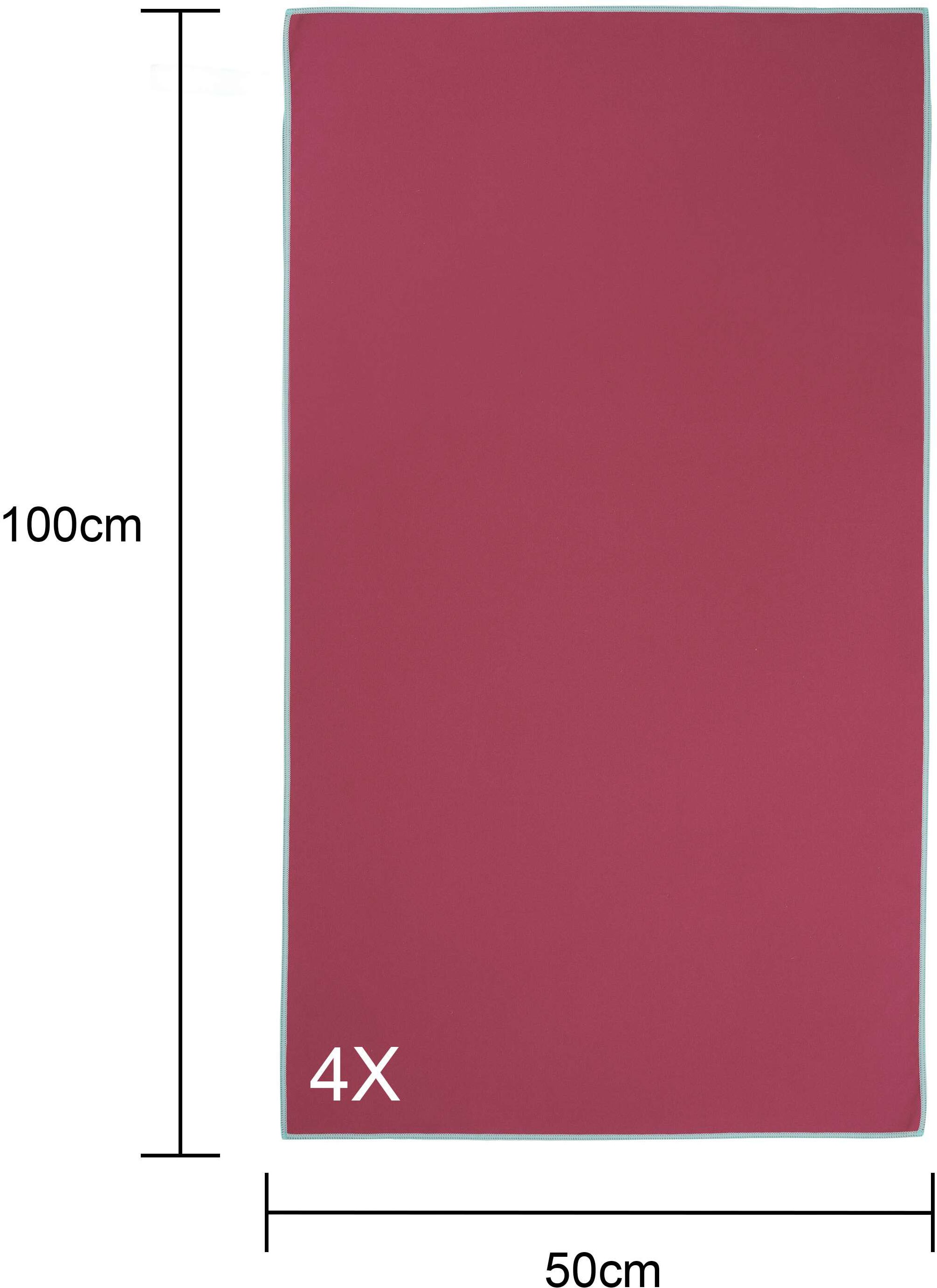 OTTO home Handtücher »Leoa, diverse Größen, Sporthandtuch, Reisehandtuch, Strandtuch« sehr leicht, kompakt, schnelltrocknend, Mikrofaser mit Kontrastnaht