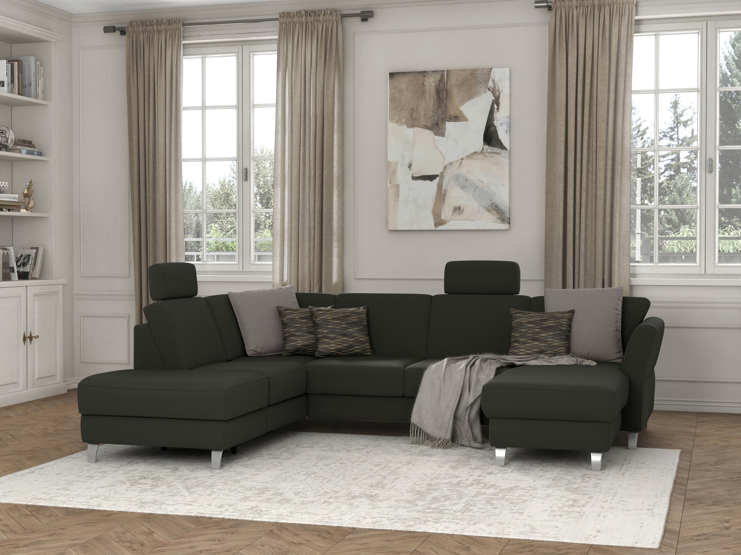 sit&more Wohnlandschaft »Visby U-Form« Wahlweise mit Bettfunktion und Stauraum, frei im Raum stellbar