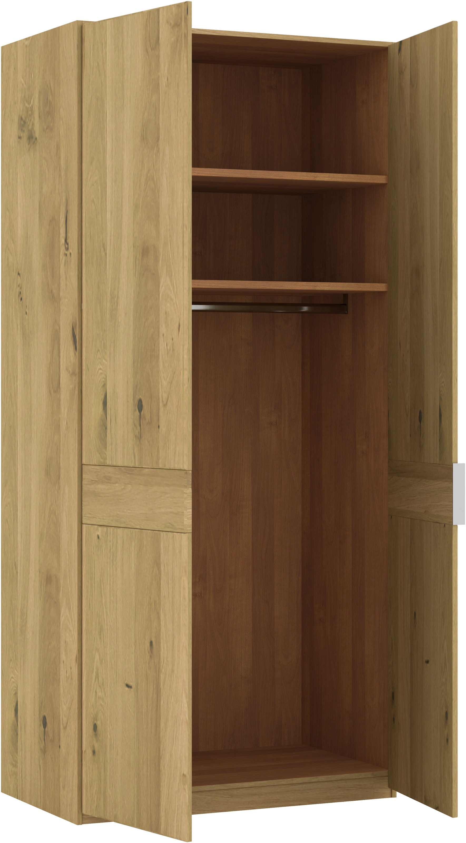 Musterring Kleiderschrank »Savona, Kleiderschrank, Schrank, Garderobe, teilmassiv Eiche« mit Türdämpfern, in 5 Breiten & 2 Höhen, extra Böden, MADE IN GERMANY,  Türen in Bianco-Eiche massiv, mit Querriegel, verschiedene Größen